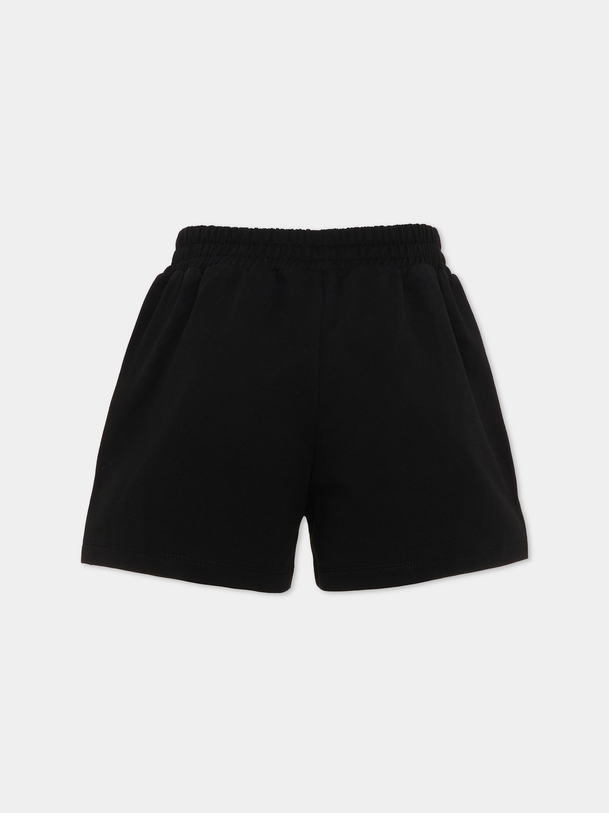 Shorts sportivi neri per bambina con Teddy Bear,Moschino Kids,HDQ025 LCA19 60100