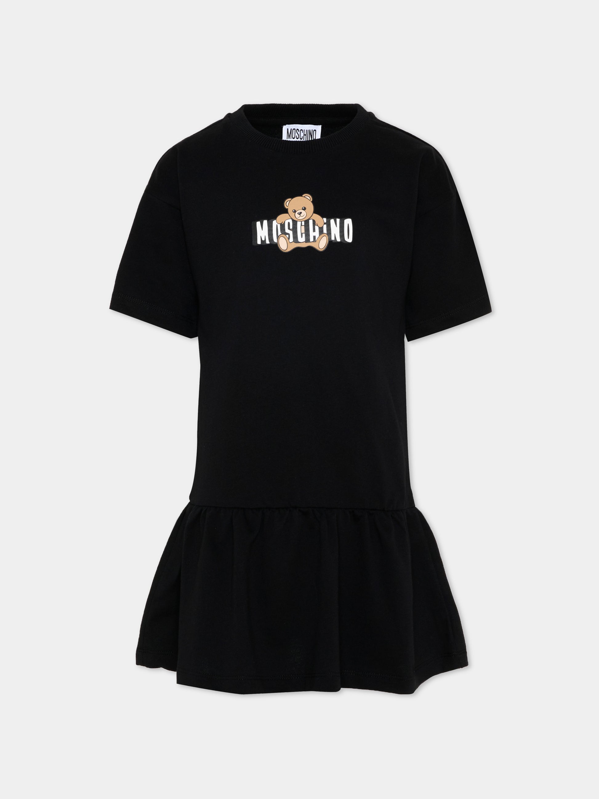 Vestito nero per bambina con Teddy Bear,Moschino Kids,HDV0HL LCA19 60100