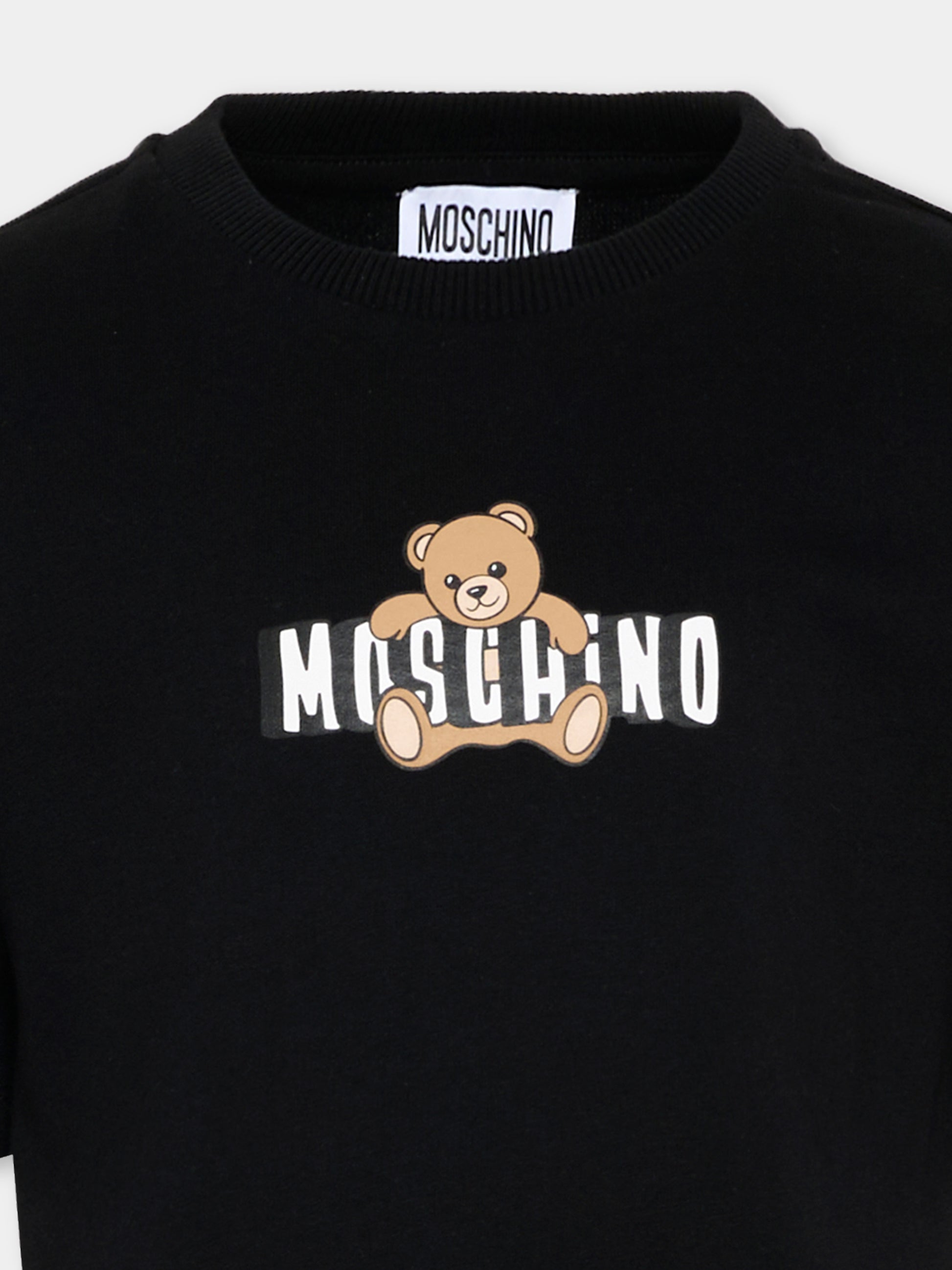 Vestito nero per bambina con Teddy Bear,Moschino Kids,HDV0HL LCA19 60100