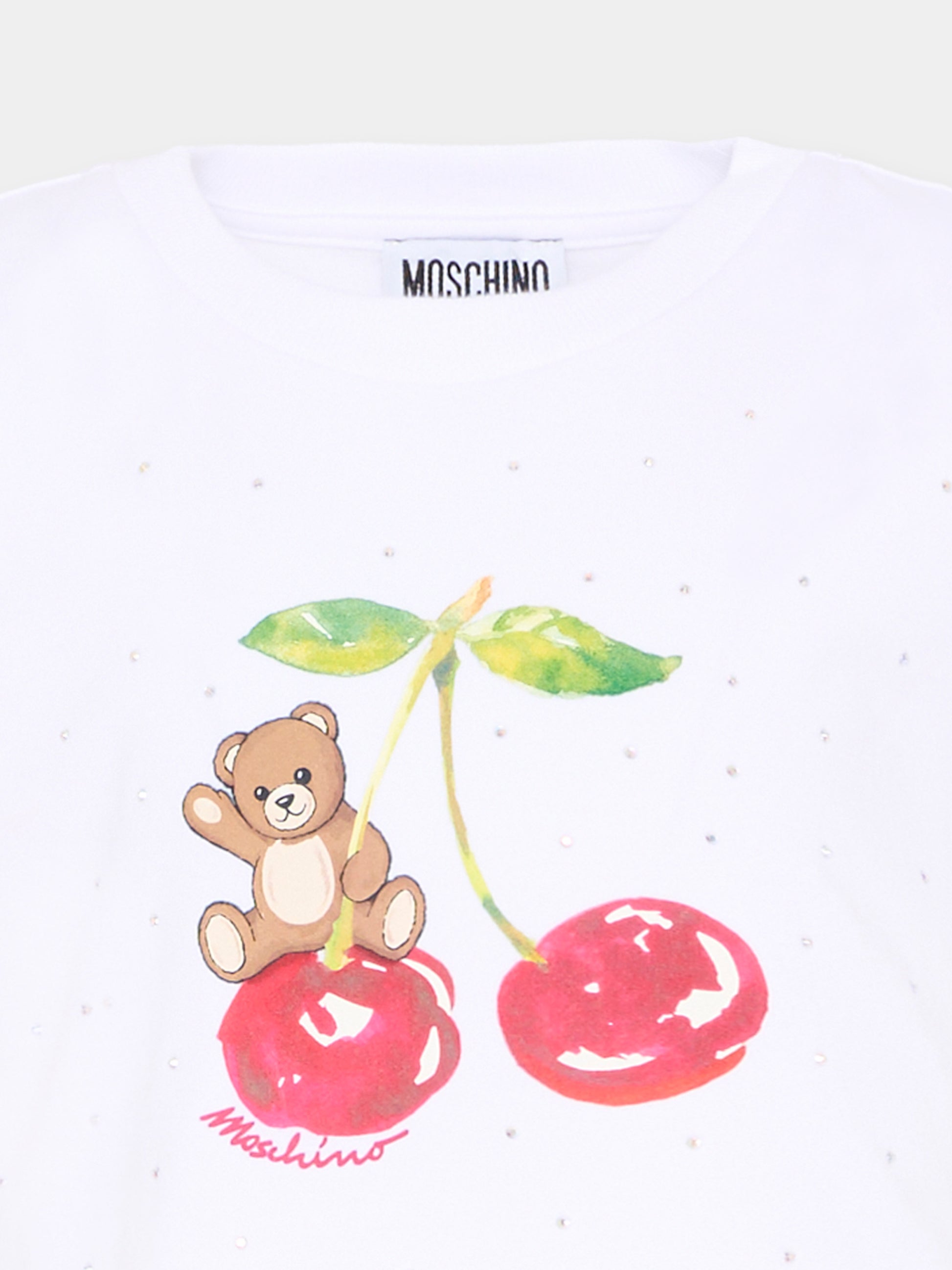 T-Shirt bianca per bambina con Teddy Bear,Moschino Kids,HFM06K LBA10 10101