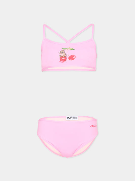 Slip e bikini rosa per bambina con teddy bear,Moschino Kids,HGL00E LKA11 51473