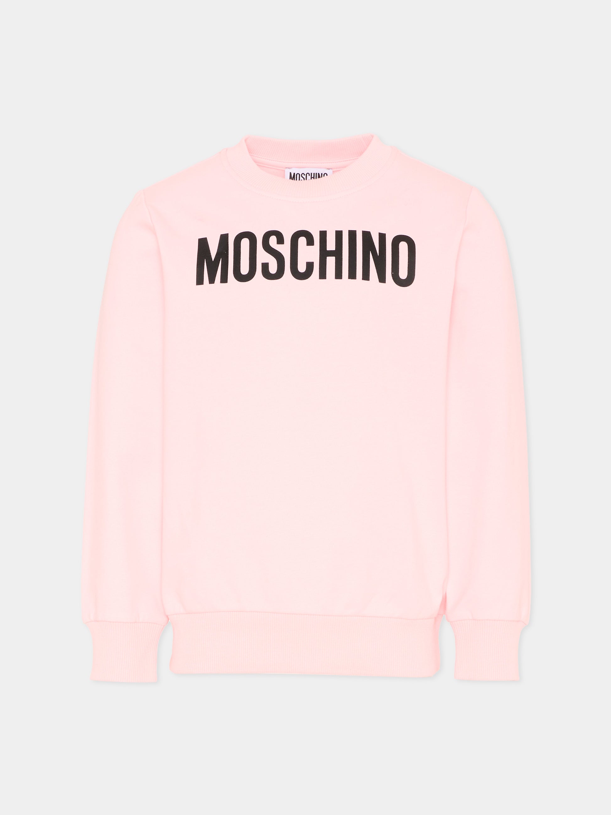 Felpa rosa per bambina con logo,Moschino Kids,HUF09Y LDA11 50209