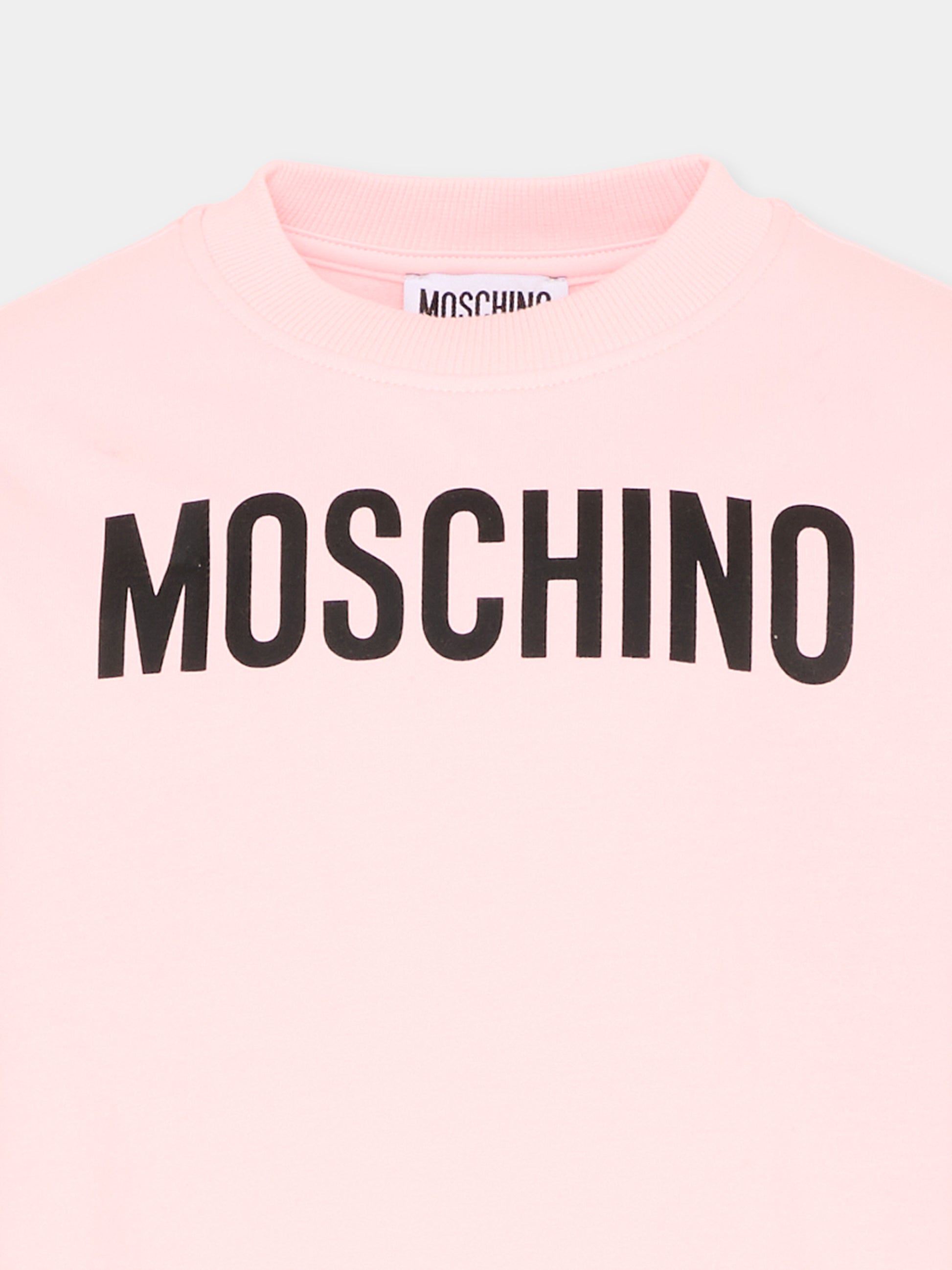 Felpa rosa per bambina con logo,Moschino Kids,HUF09Y LDA11 50209