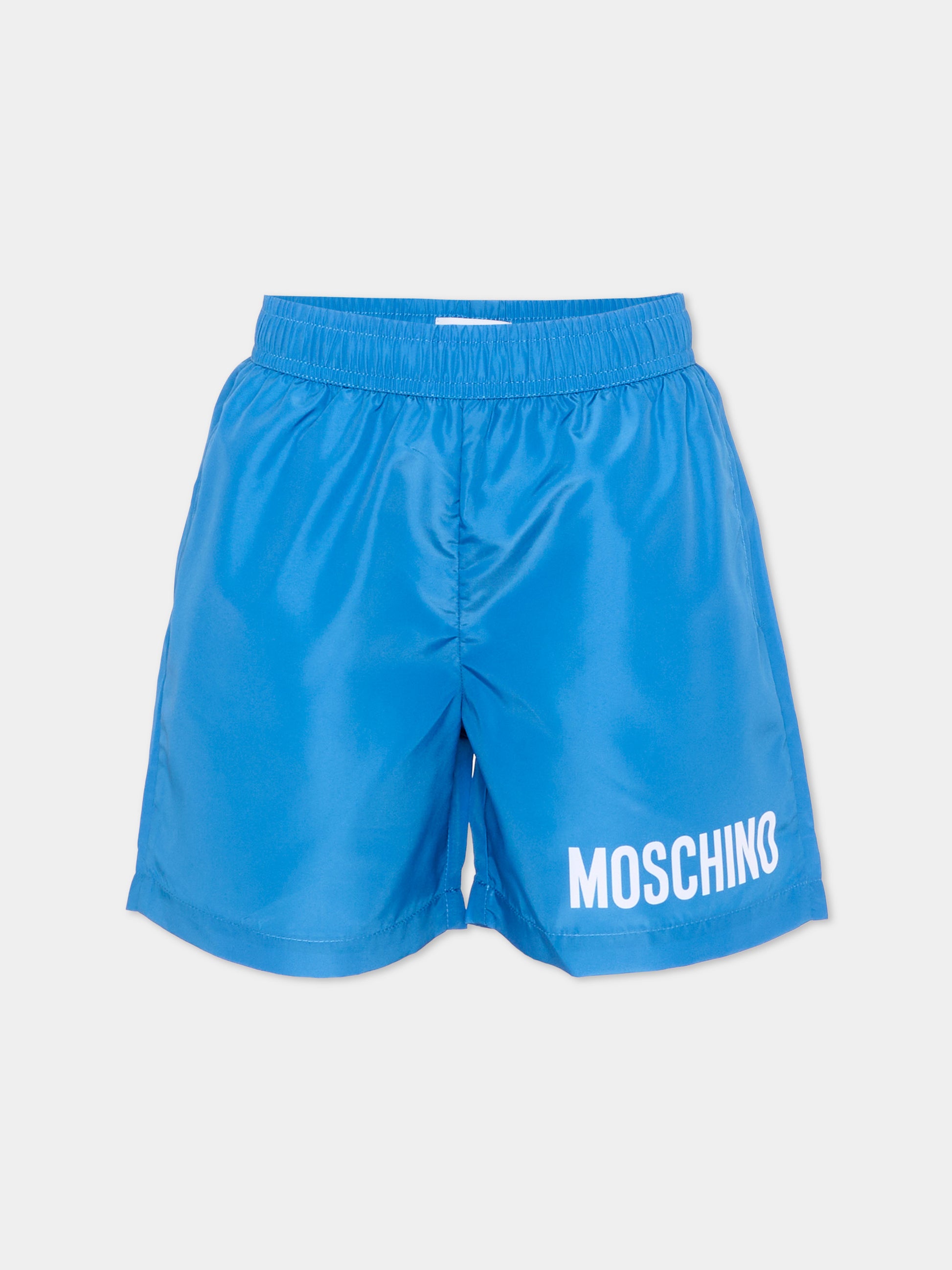 Boxer mare blu per bambino con logo,Moschino Kids,HUL01K LKA02 40630
