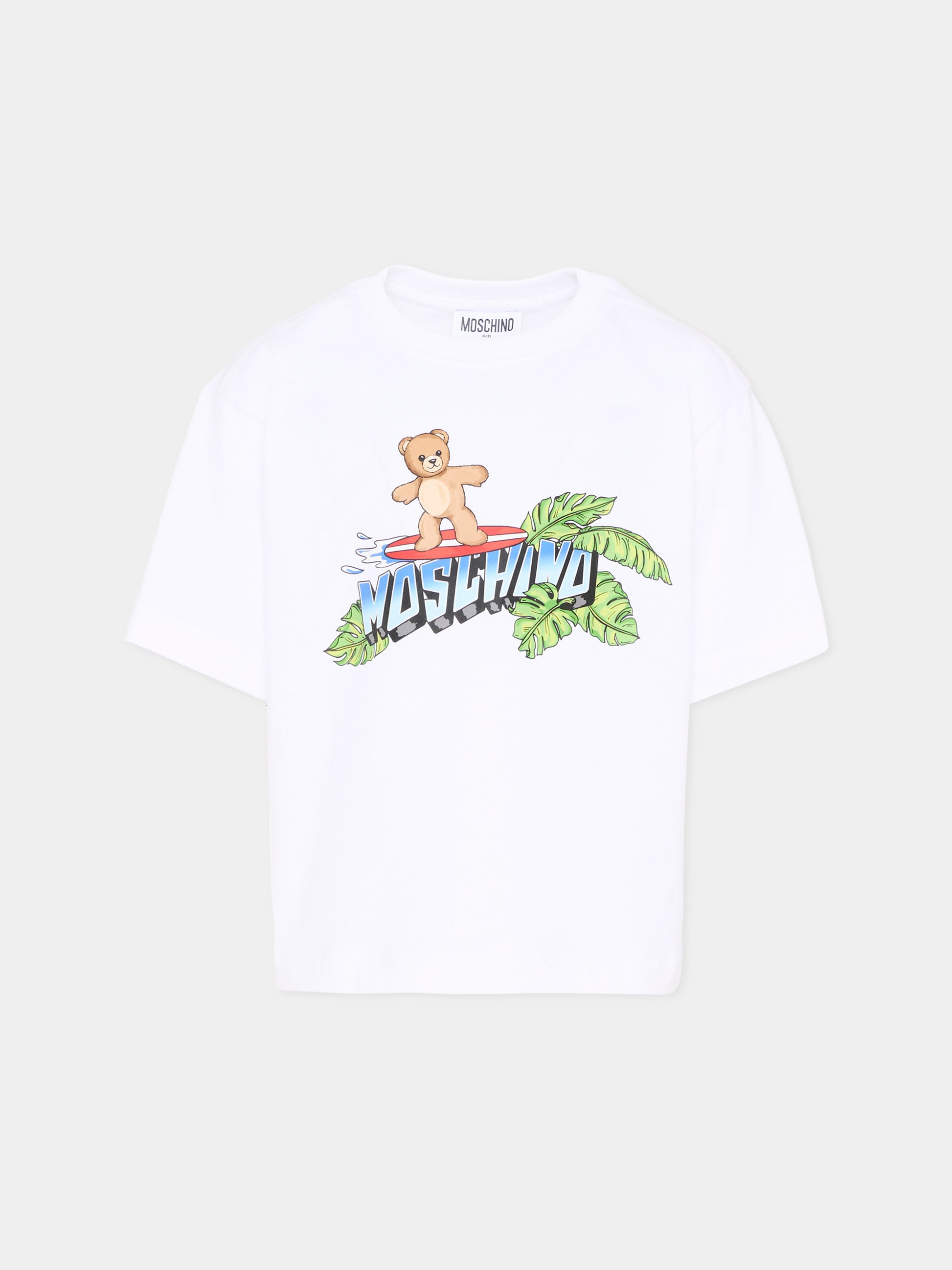 T-Shirt bianca per bambino con Teddy Bear,Moschino Kids,HUM05K LAA23 10101