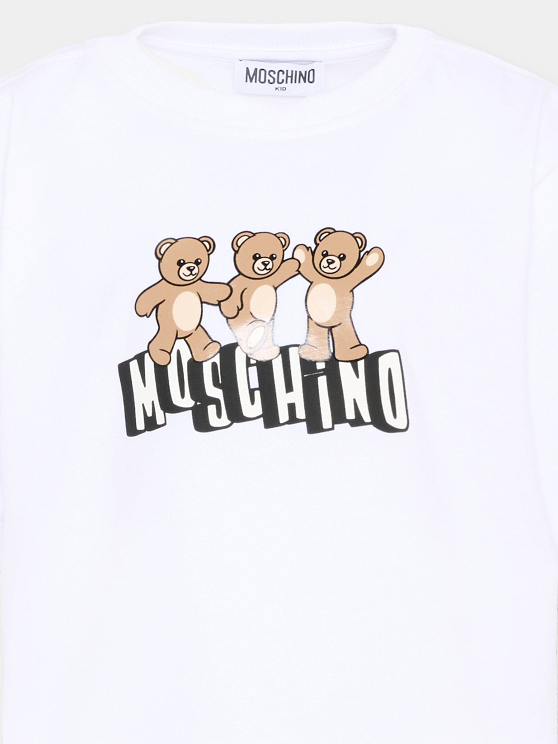 T-Shirt bianca per bambini con Teddy Bear,Moschino Kids,HUM05P LAA23 10101