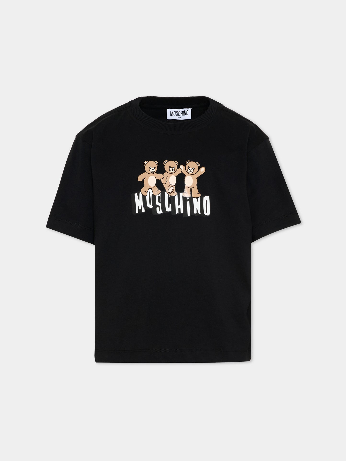 T-Shirt nera per bambini con Teddy Bear,Moschino Kids,HUM05P LAA23 60100