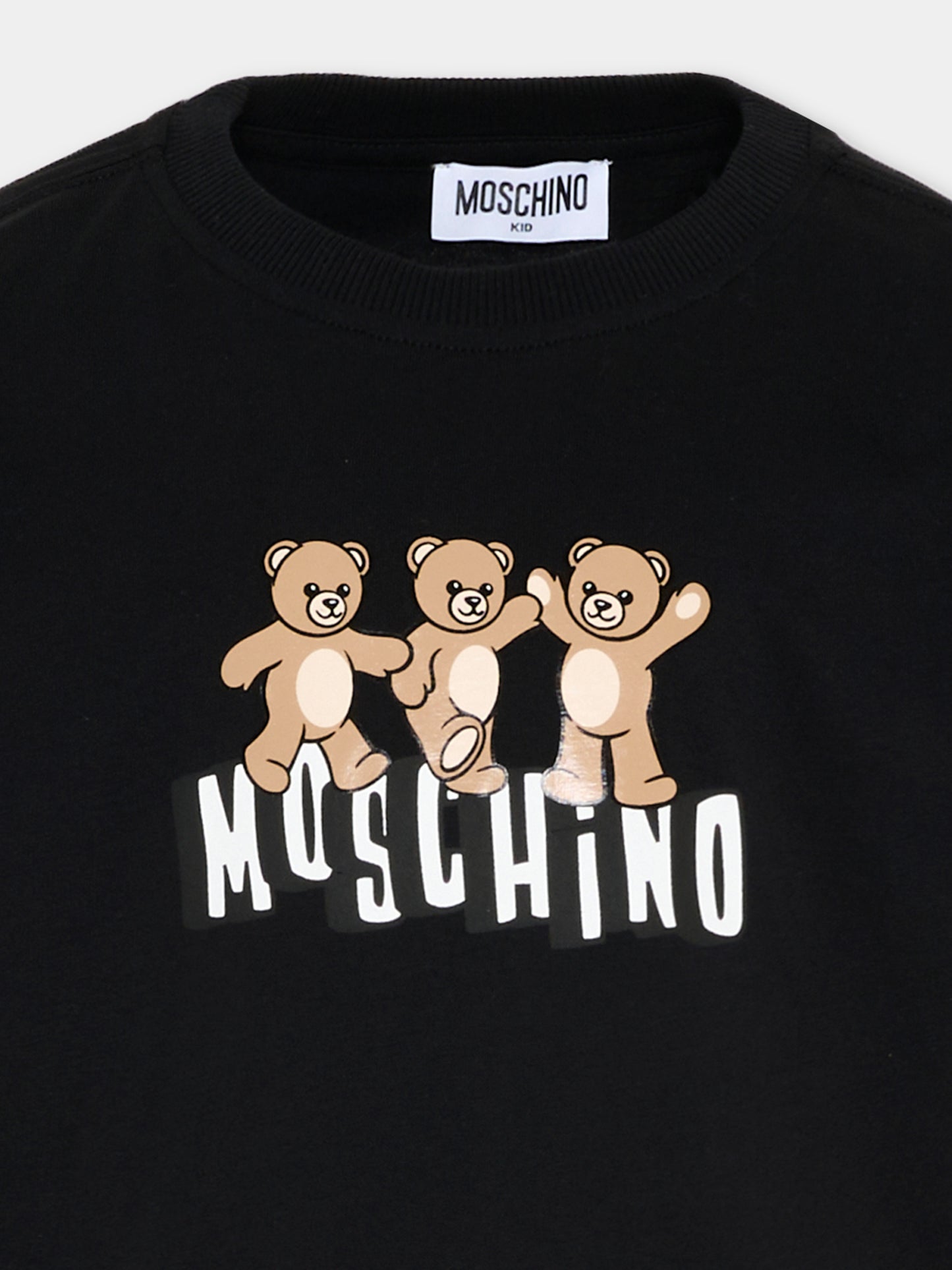 T-Shirt nera per bambini con Teddy Bear,Moschino Kids,HUM05P LAA23 60100