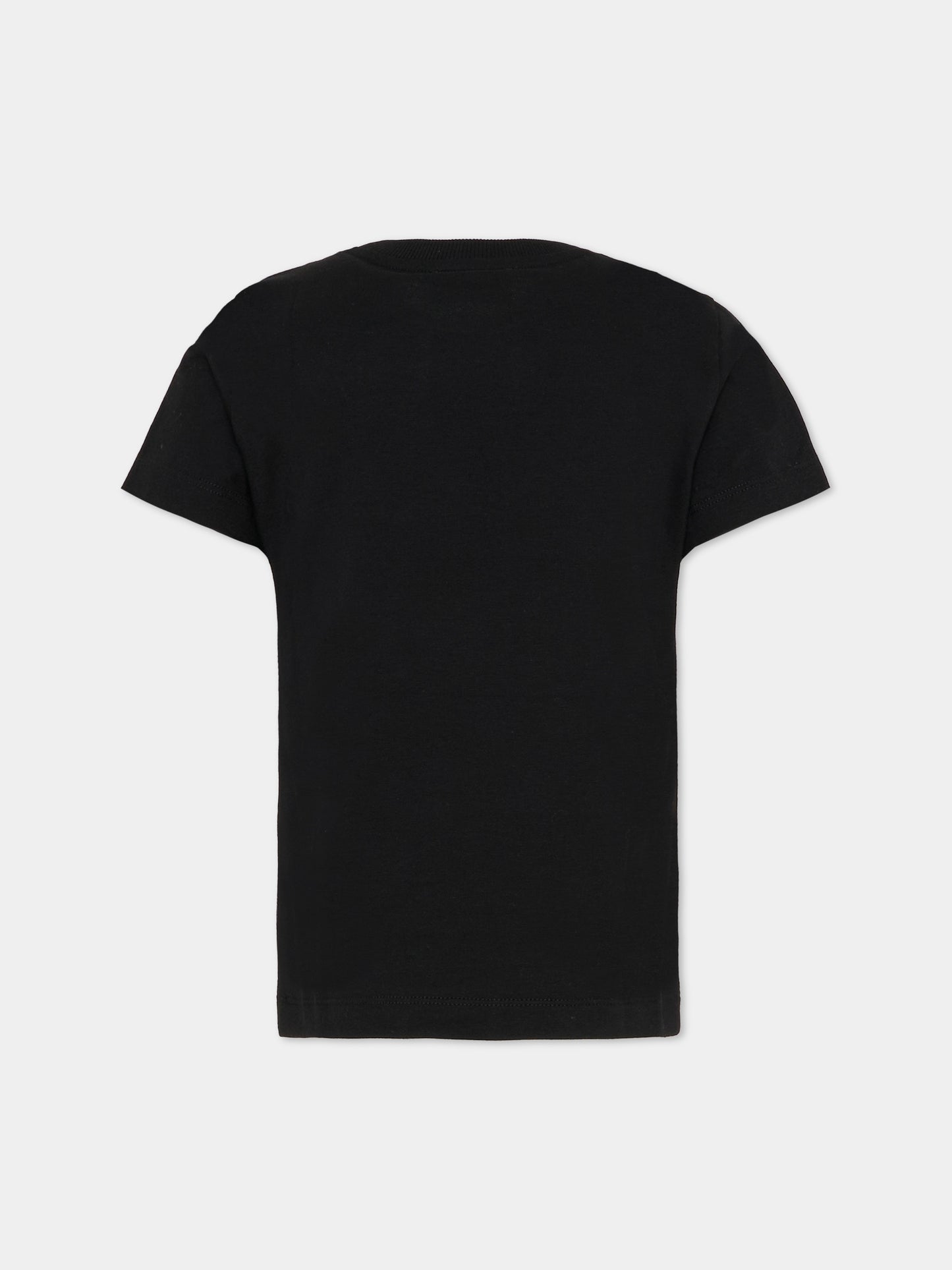 T-shirt nera per bambini con Teddy Bear,Moschino Kids,HUM05U LBA10 60100