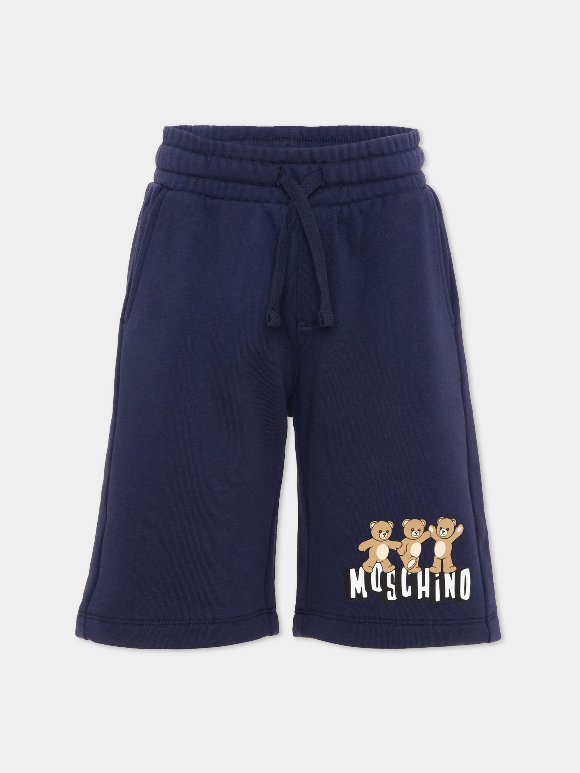 Shorts sportivi blu per bambini con Teddy Bear,Moschino Kids,HUQ02M LCA89 40016