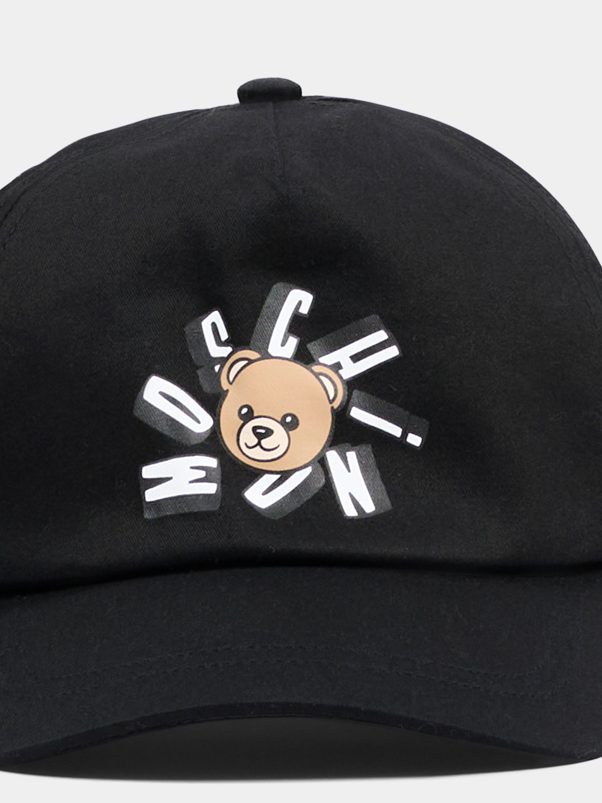 Cappello nero per bambini con Teddy Bear,Moschino Kids,HVX01N LOA00 60100