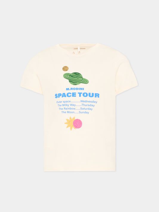 T-Shirt avorio Space Tour per bambina,Mini Rodini,2622014711