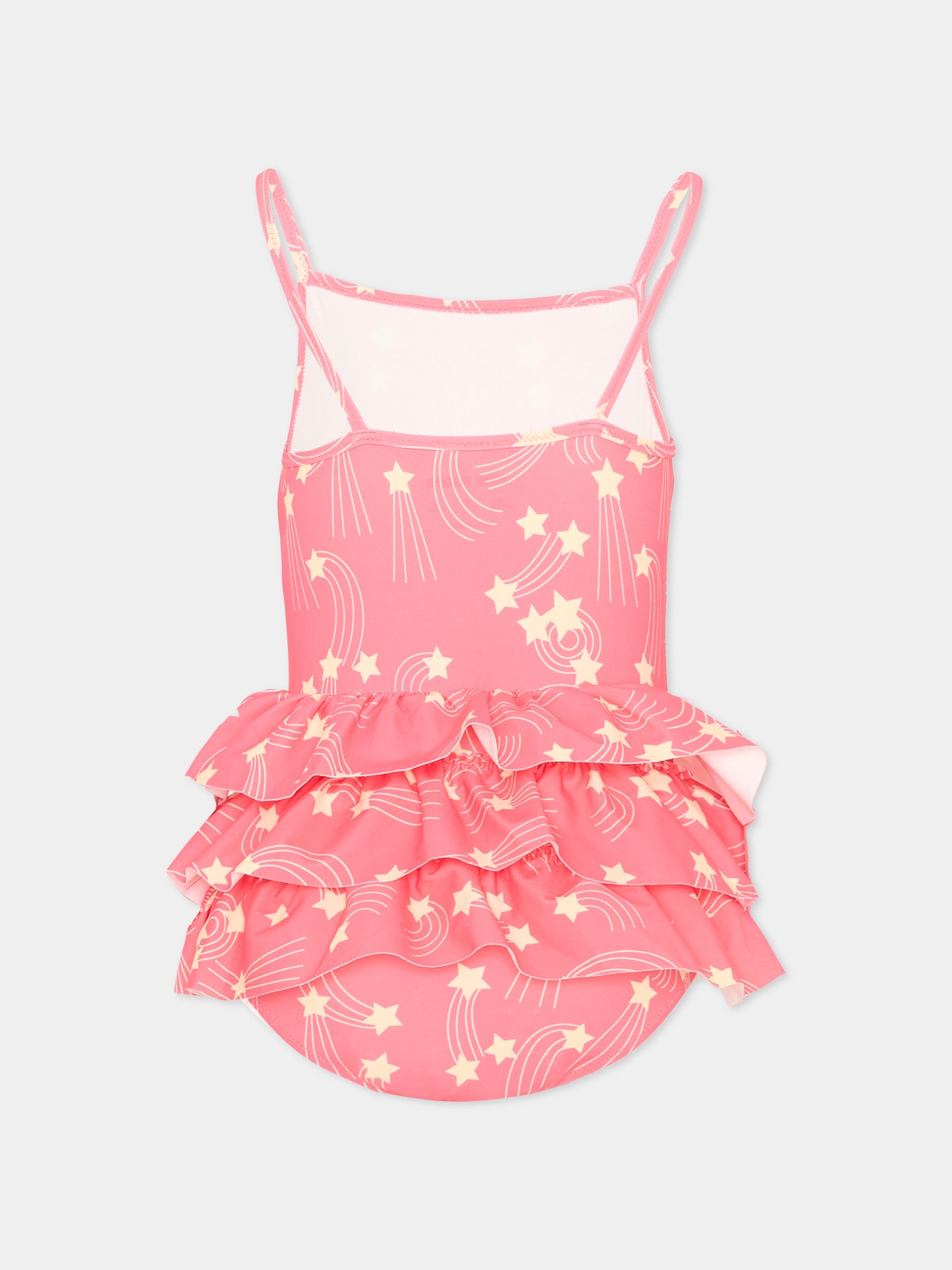 Costume intero rosa per bambina con stelle,Mini Rodini,2628010628