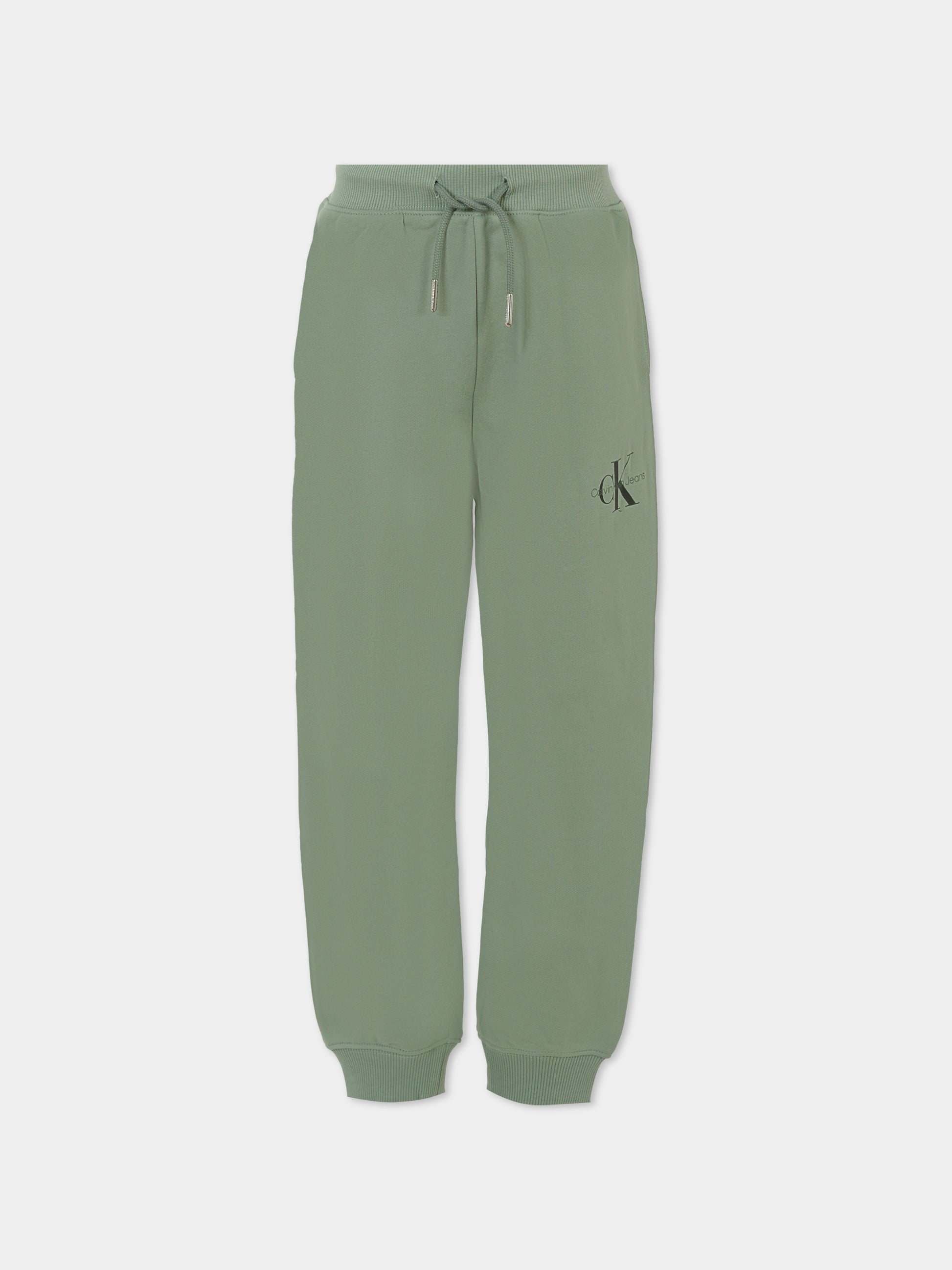 Pantaloni verdi per bambini con logo,Calvin Klein Kids,IU0IU00285 MSW