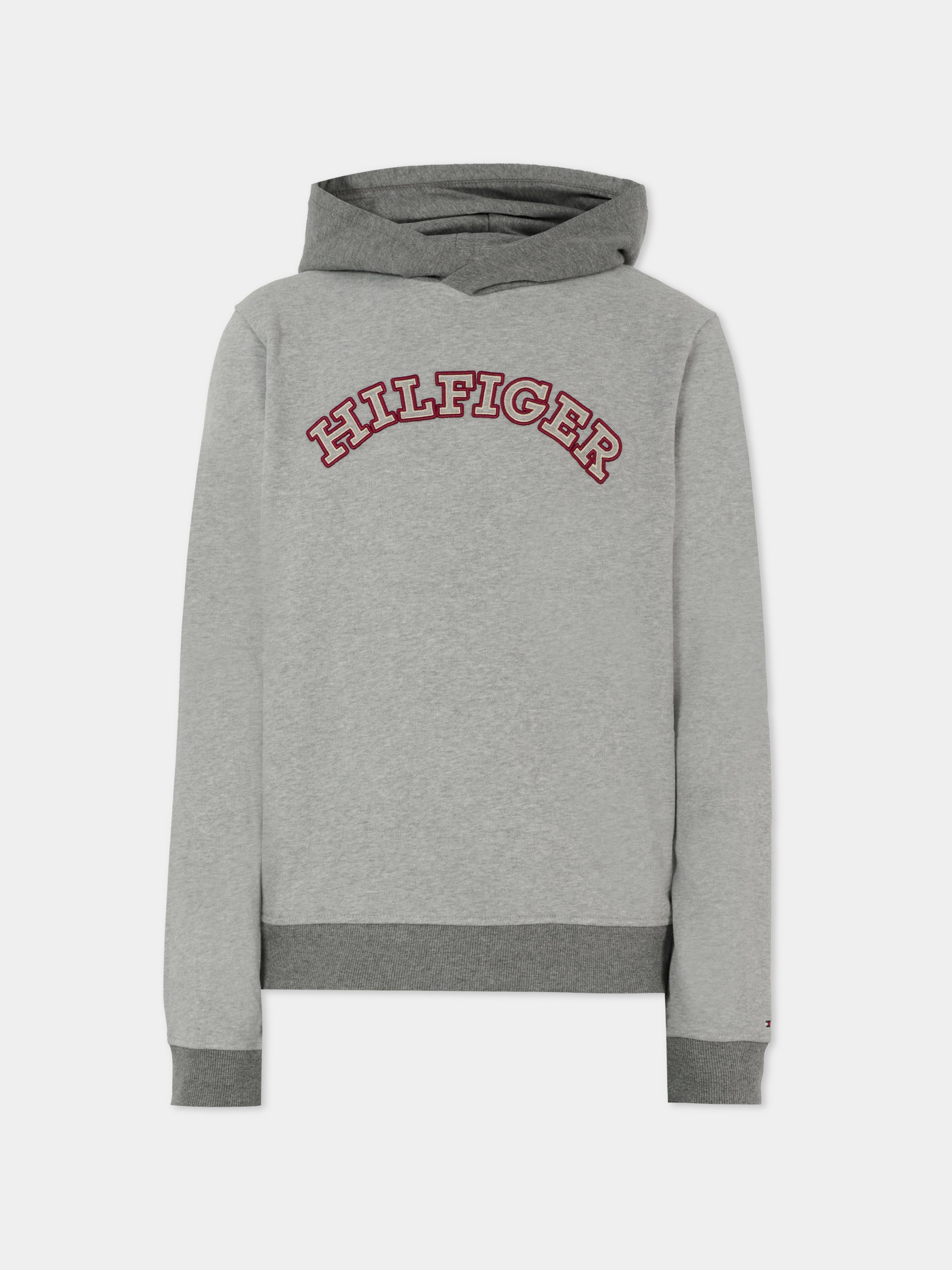 Felpa grigia per bambini con logo ricamato,Tommy Hilfiger Junior,KB0KB09190 P1A