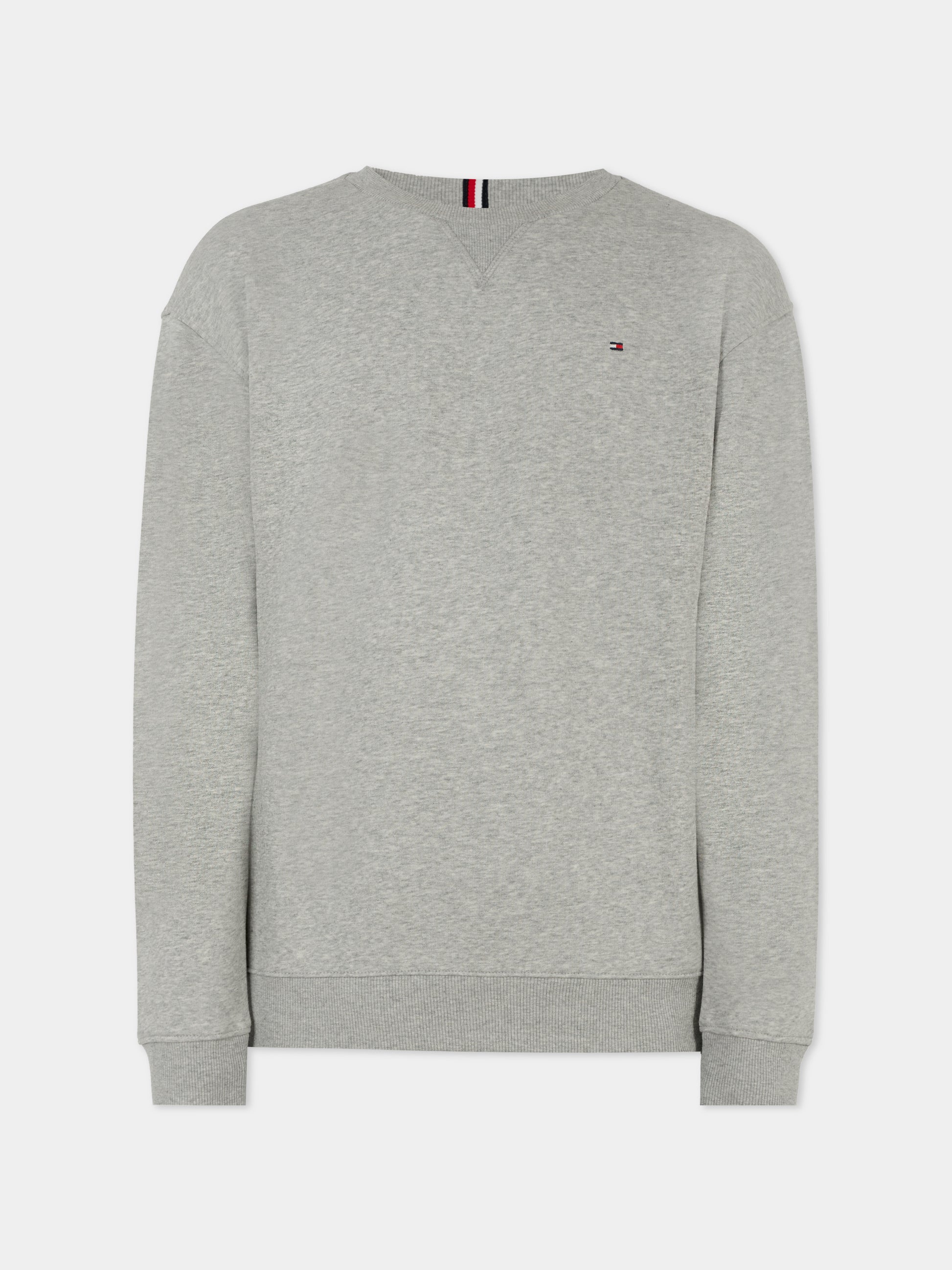 Felpa grigia per bambini con bandierina,Tommy Hilfiger Junior,KS0KS00448 P1A