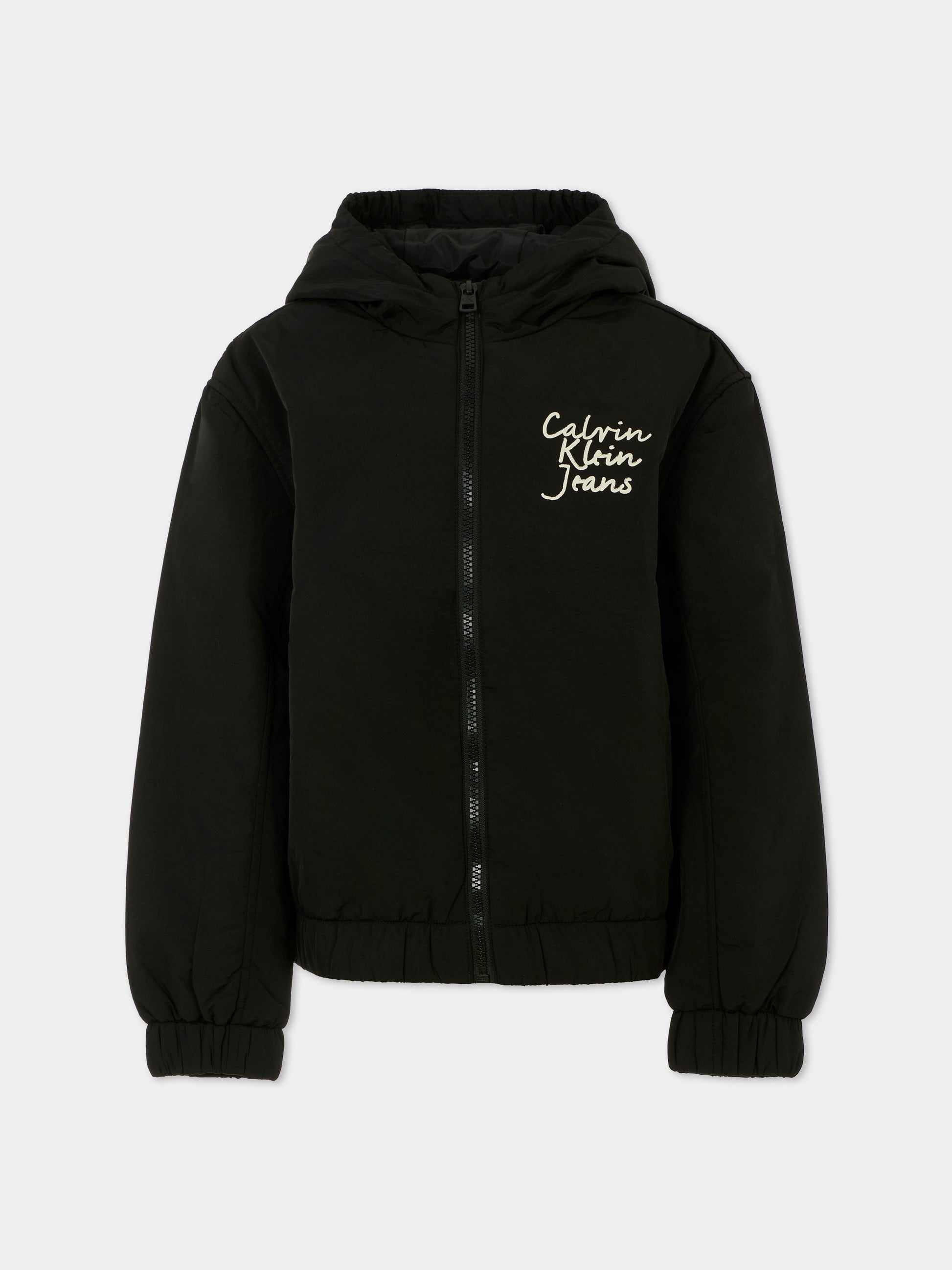 Giacca a vento nera per bambini con logo,Calvin Klein Kids,IG0IG02796 BEH