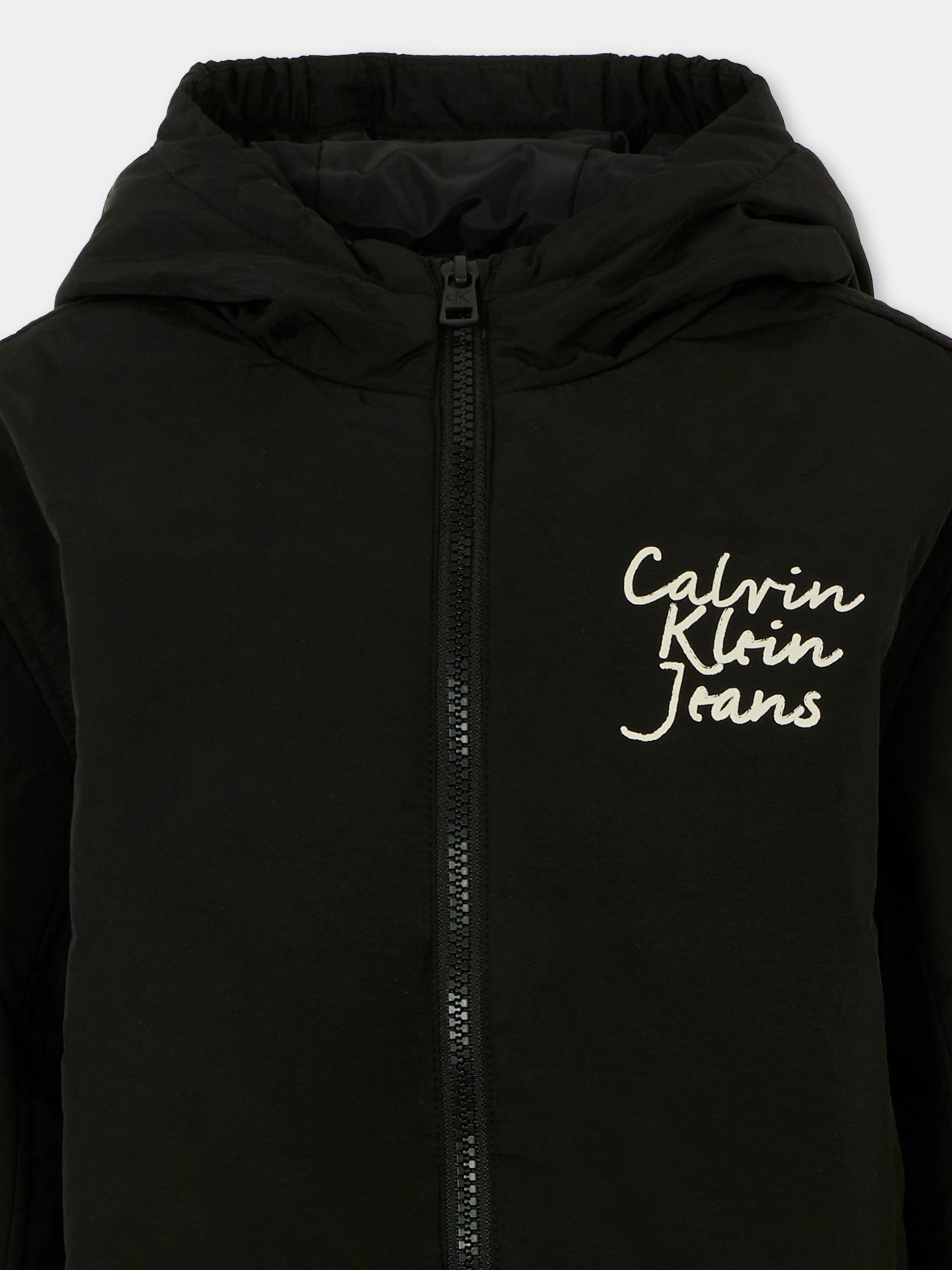 Giacca a vento nera per bambini con logo,Calvin Klein Kids,IG0IG02796 BEH
