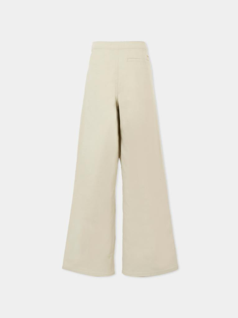 Pantaloni avorio per bambina con logo,Calvin Klein Kids,IG0IG02778 PDH