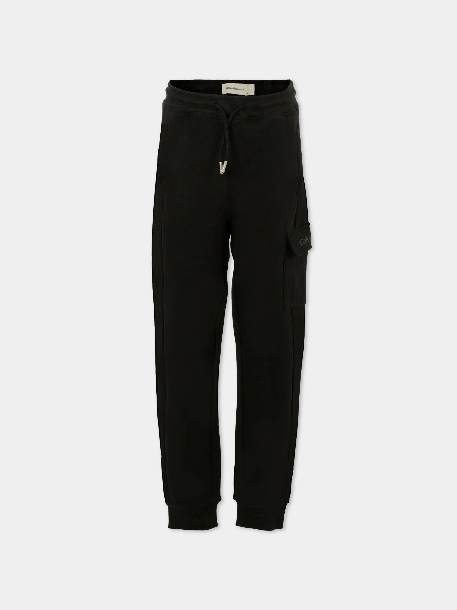 Pantaloni neri per bambini con logo,Calvin Klein Kids,IB0IB02409 BEH