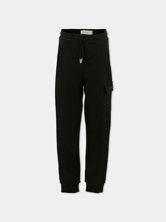 Pantaloni neri per bambini con logo,Calvin Klein Kids,IB0IB02409 BEH