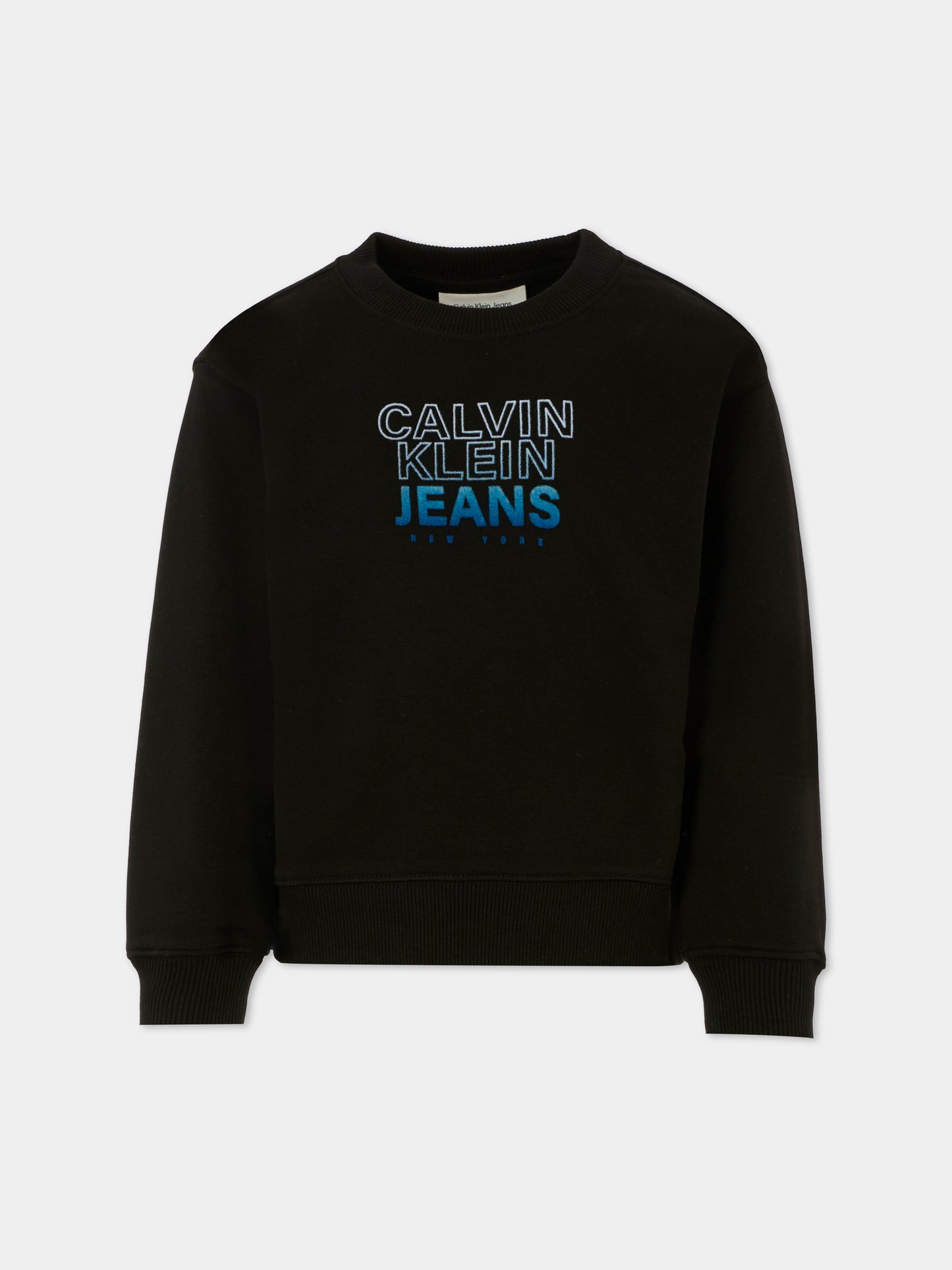 Felpa nera per bambino con logo,Calvin Klein Kids,IB0IB02376 BEH