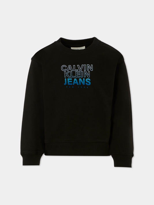 Felpa nera per bambino con logo,Calvin Klein Kids,IB0IB02376 BEH