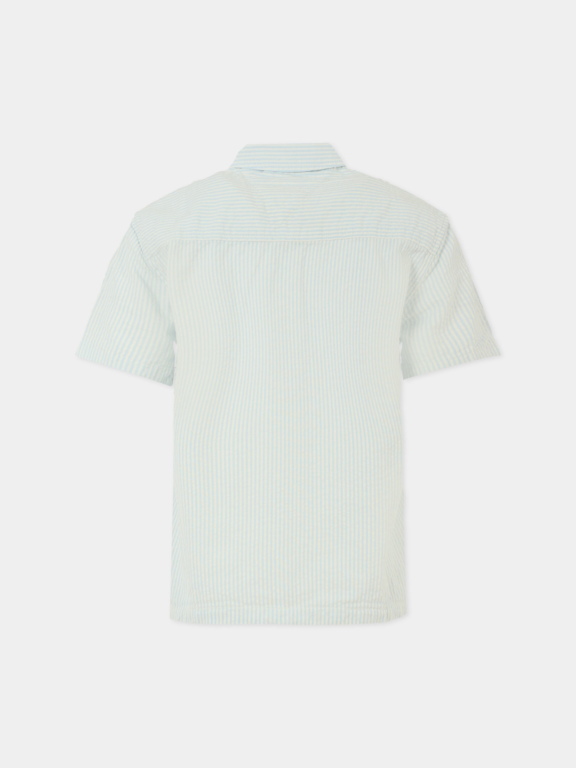 Camicia celeste per bambino con bandierina,Tommy Hilfiger Junior,KB0KB09558 0A4