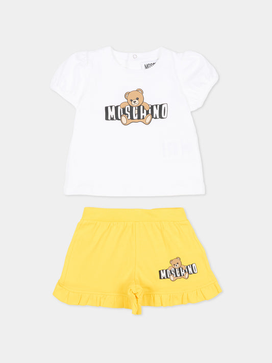 Completo sportivo multicolor per neonata con logo,Moschino Kids,MBG01O LBA00 82673