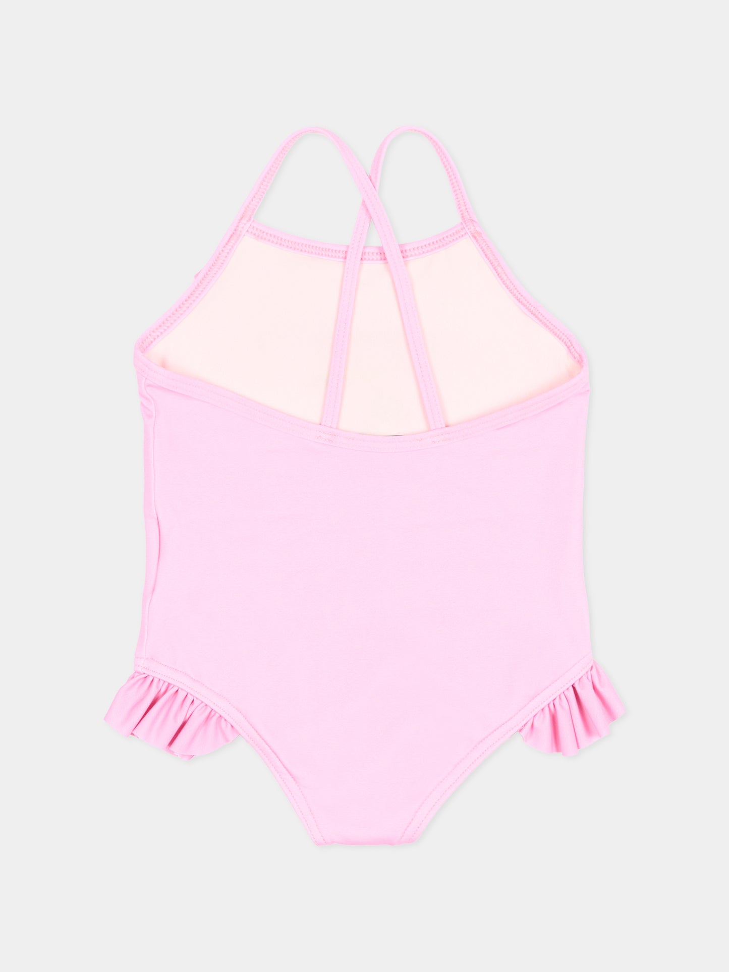 Costume intero rosa per neonata con Teddy Bear,Moschino Kids,MBL00G LKA11 51473