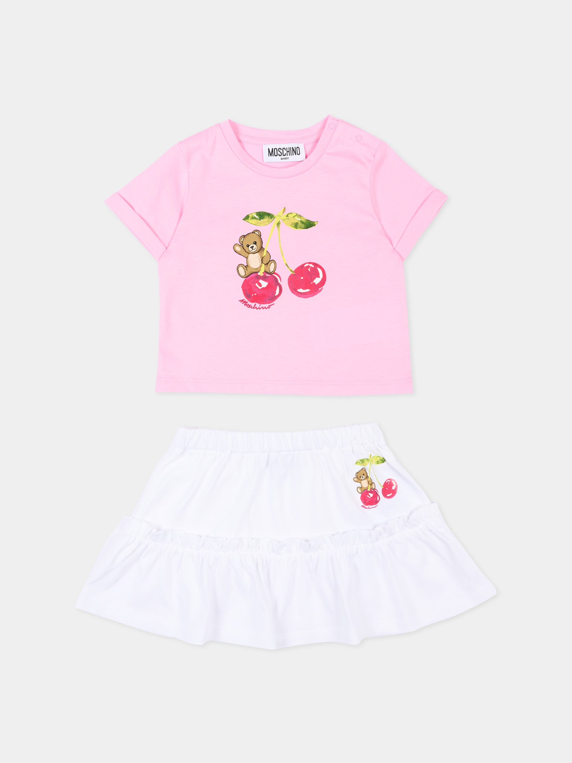 Completo sportivo rosa per neonata con Teddy Bear,Moschino Kids,MDG01T LAA02 84326