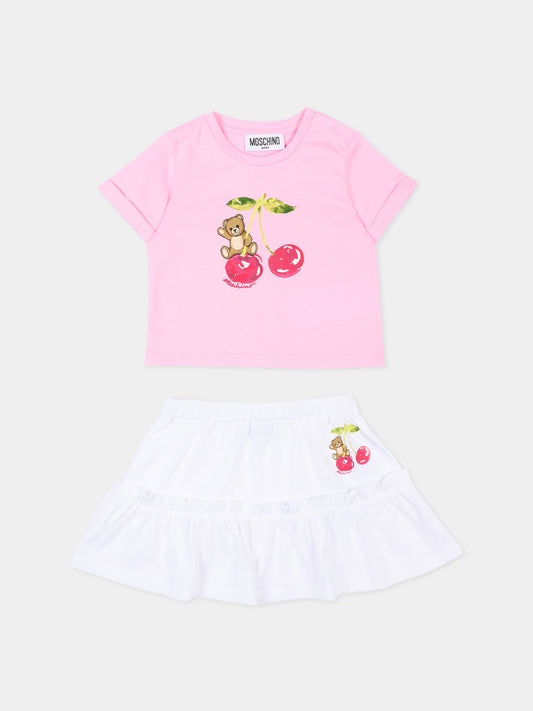 Completo sportivo rosa per neonata con Teddy Bear,Moschino Kids,MDG01T LAA02 84326
