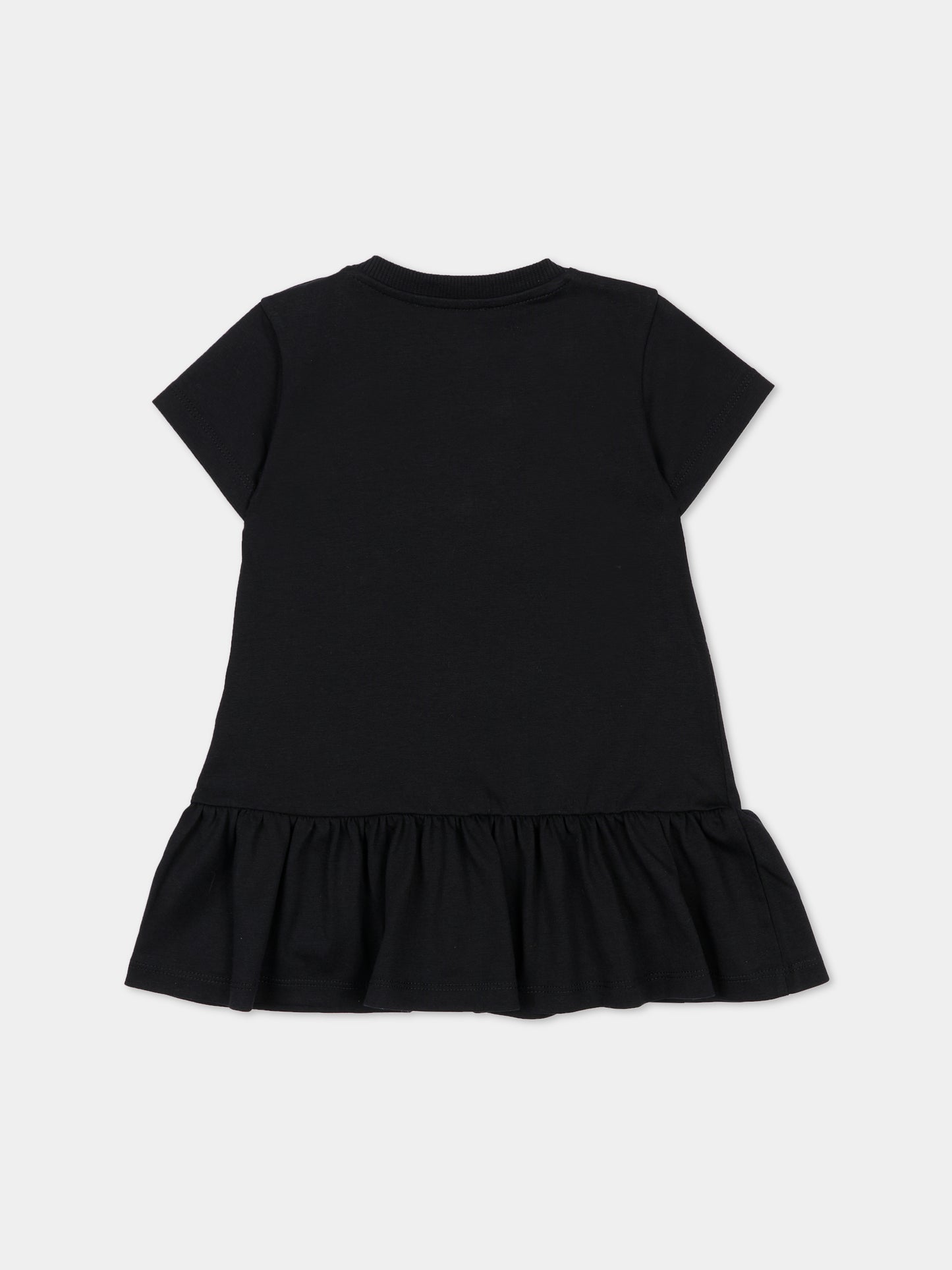 Vestito nero per neonata con Teddy Bear e cuore,Moschino Kids,MDV0DJ LAA02 60100