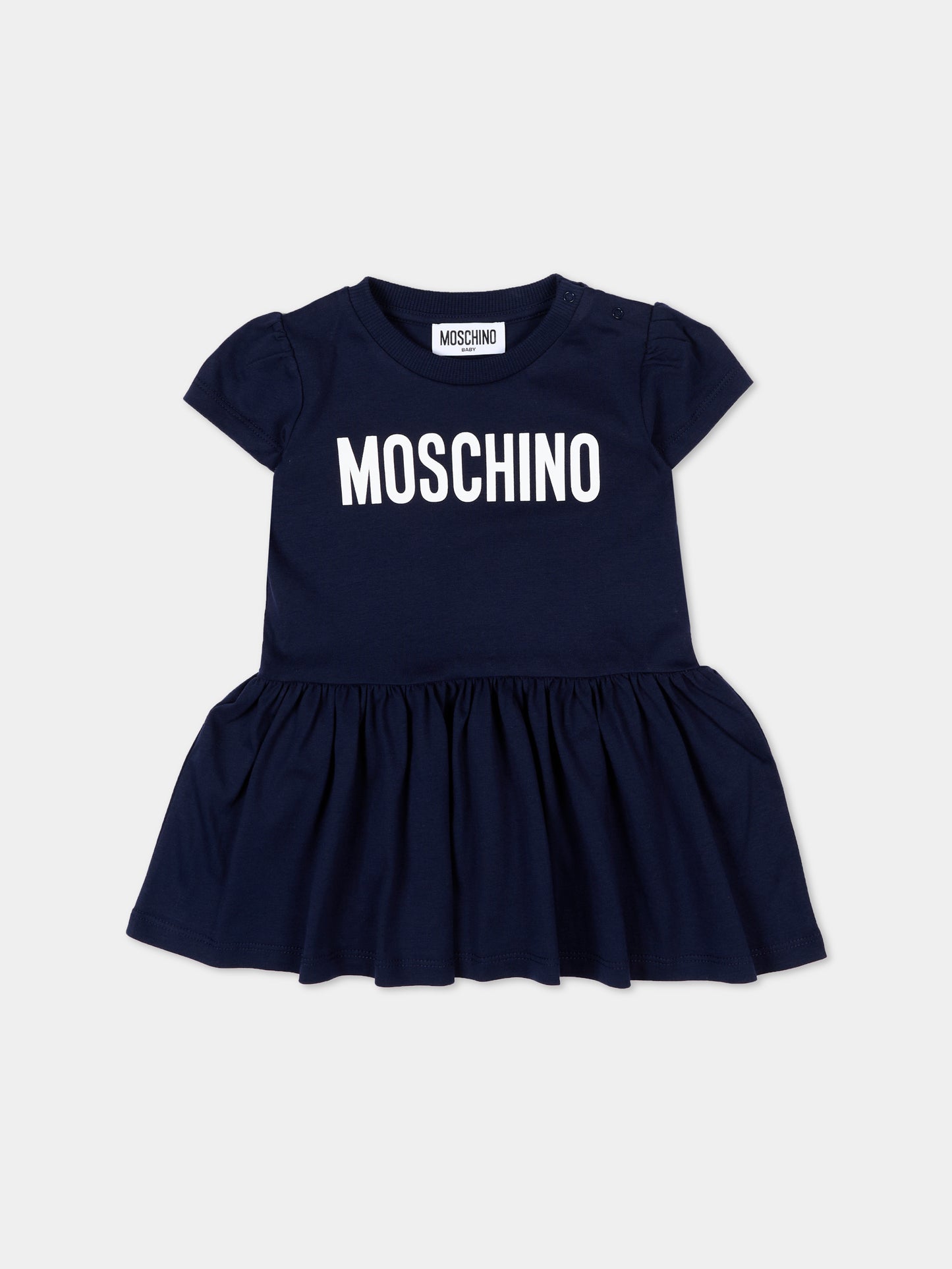 Vestito blu per neonata con logo,Moschino Kids,MDV0DM LAA02 40016