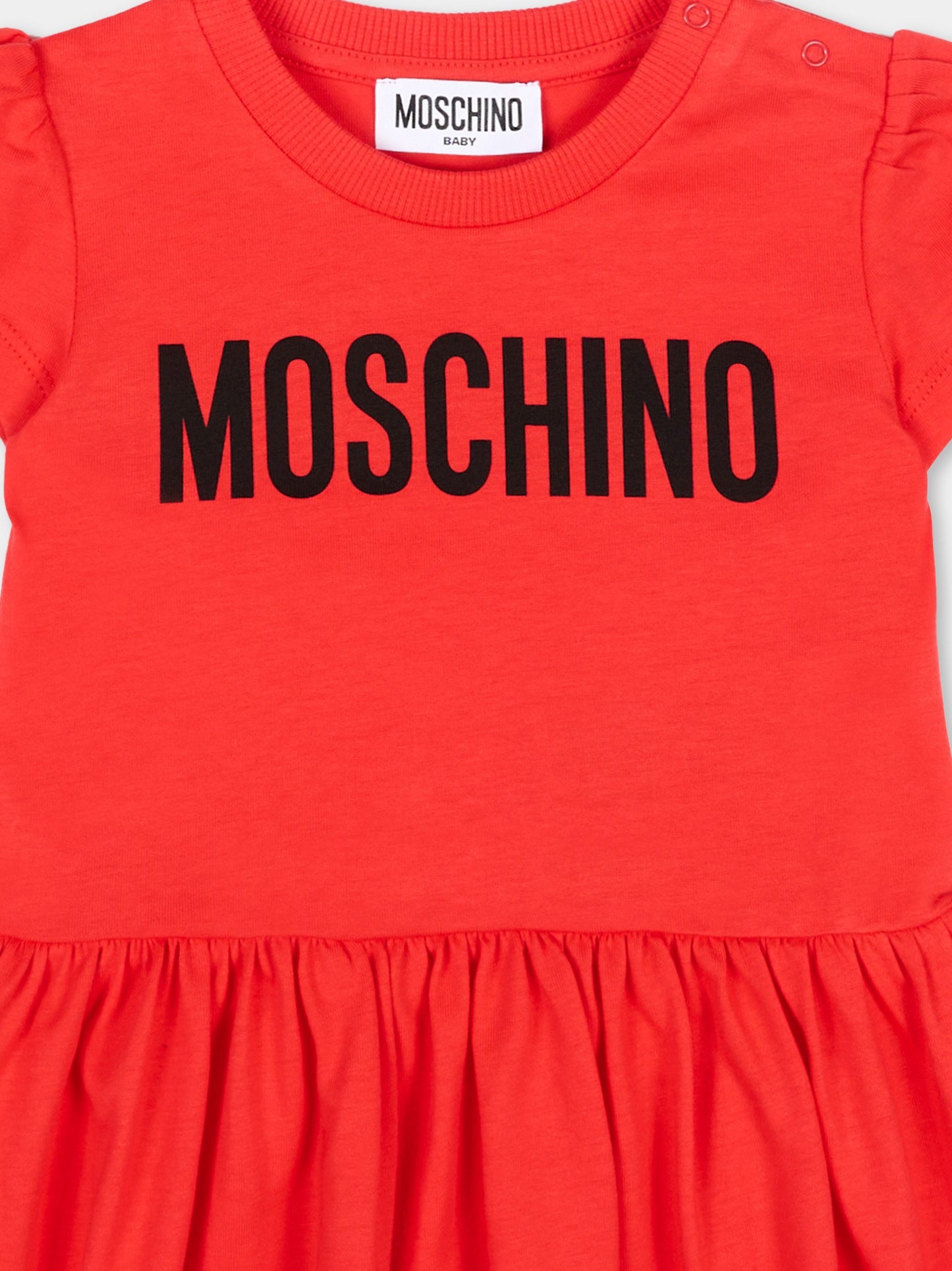 Vestito rosso per neonata con logo,Moschino Kids,MDV0DM LAA02 50109