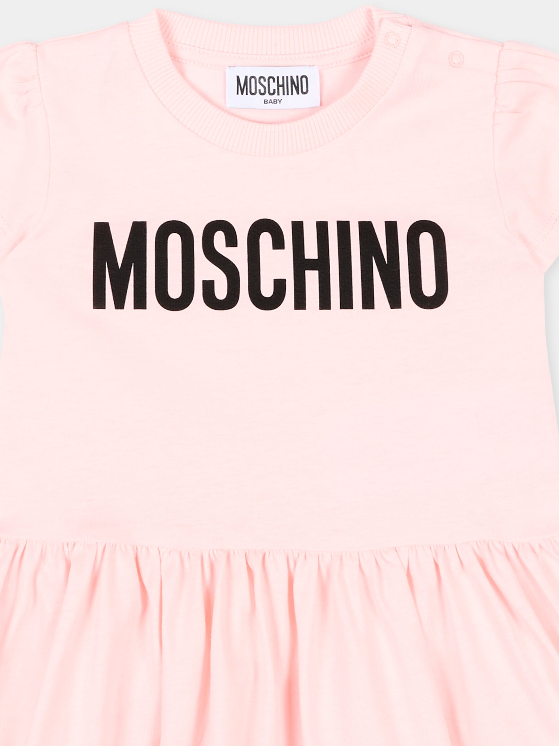 Vestito rosa per neonata con logo,Moschino Kids,MDV0DM LAA02 50209