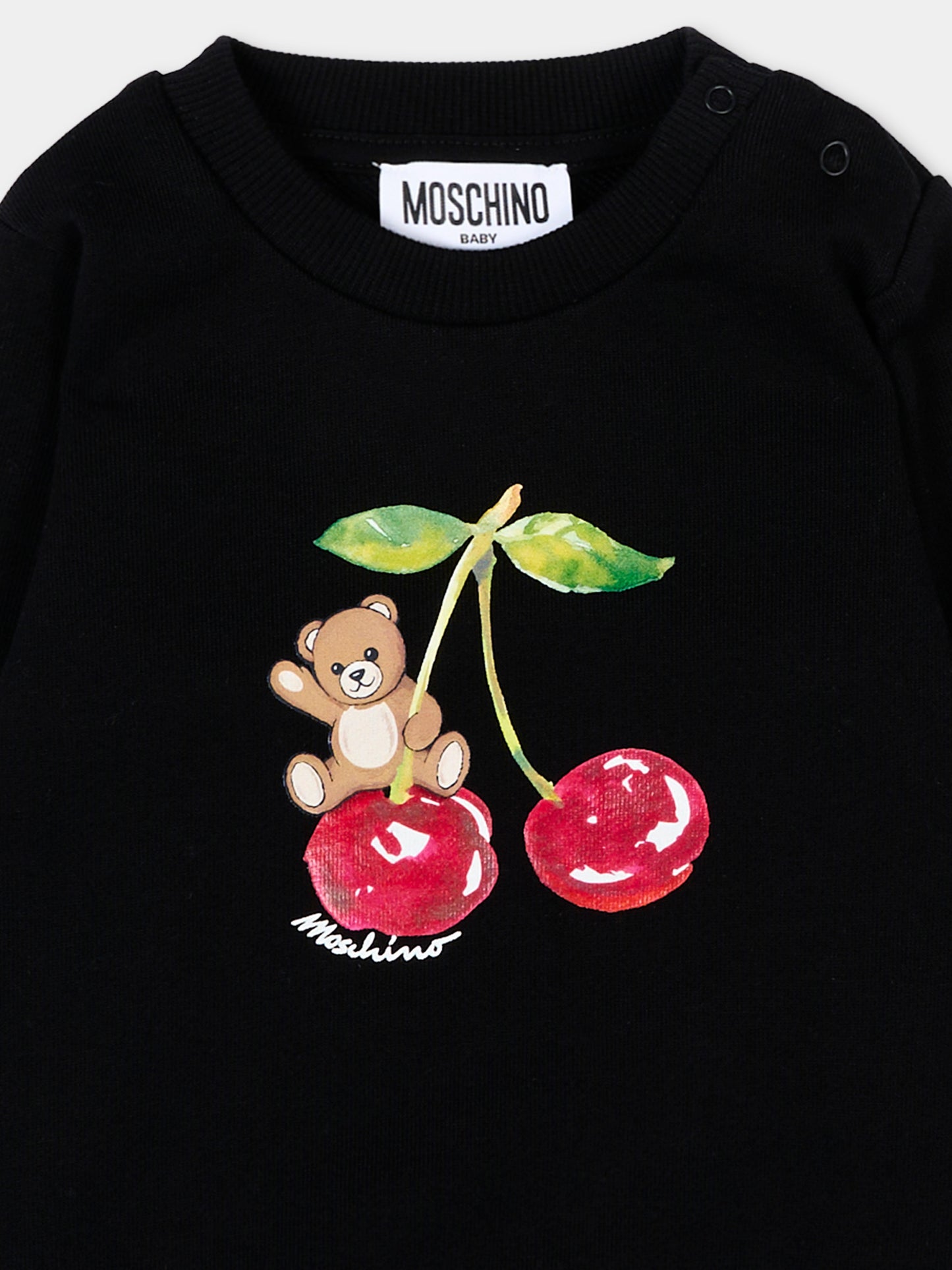 Felpa nera per neonata con Teddy Bear,Moschino Kids,MGF02K LCA52 60100