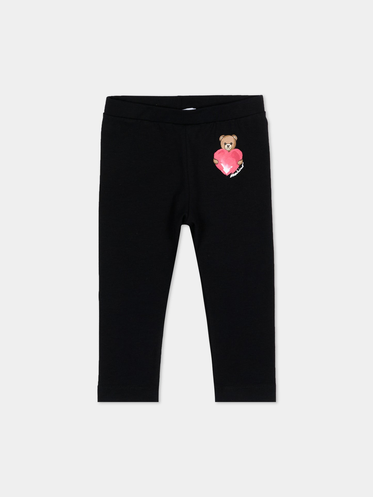 Leggings nero per neonata con Teddy Bear,Moschino Kids,MIP032 LBA00 60100