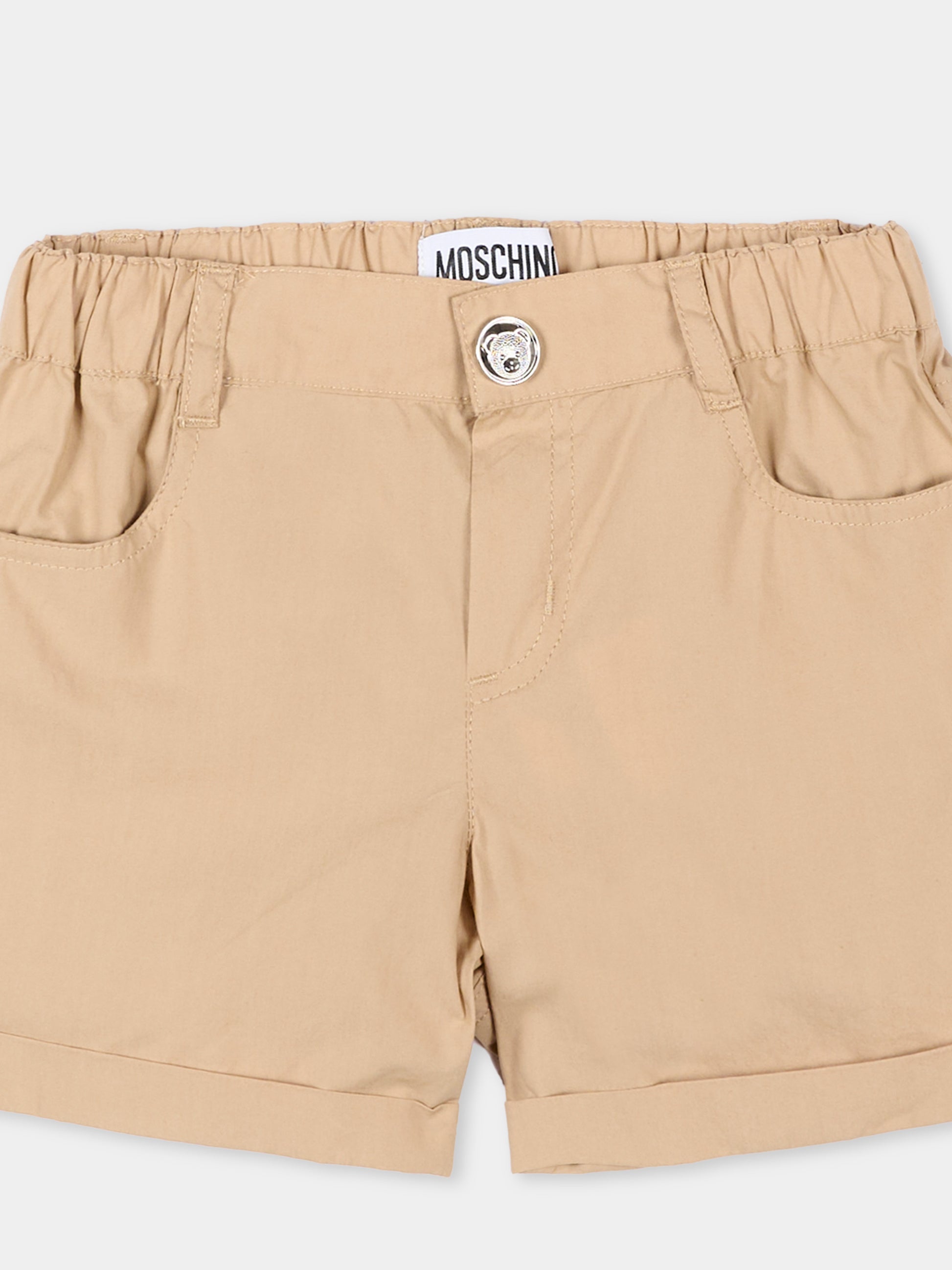 Shorts beige per neonati con logo,Moschino Kids,MNQ00R LLA10 20829
