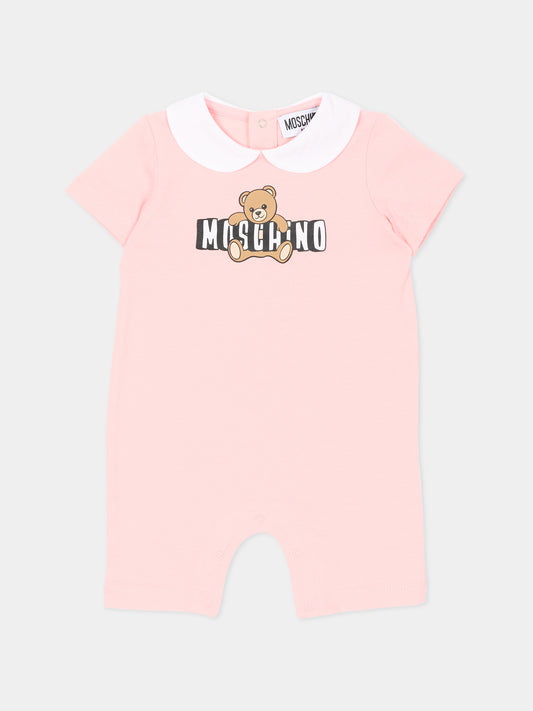 Tutina rosa Moschino per neonata con teddy bear,Moschino Kids,MNY03Y LAA03 50209