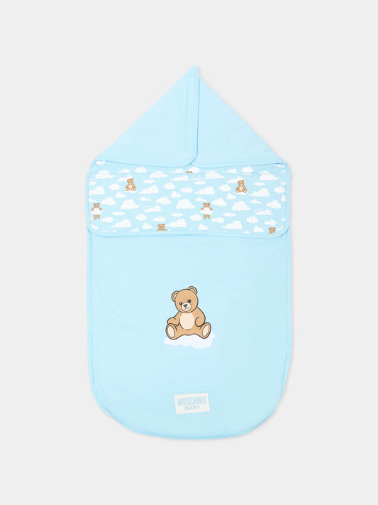 Sacco nanna celeste per neonato con Teddy Bear,Moschino Kids,MOE00P LCA19 40304