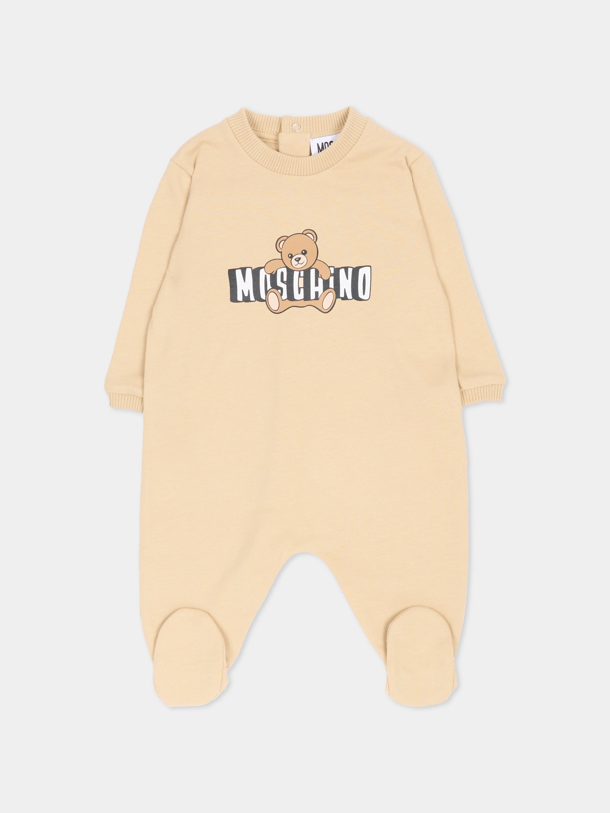 Set tutine beige per neonati con Teddy Bear,Moschino Kids,MOY03I LCA19 20829
