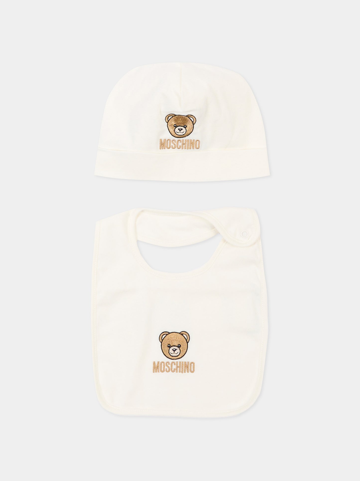Set accessori avorio con teddy bear per neonati,Moschino Kids,MRY03E LAA23 10063