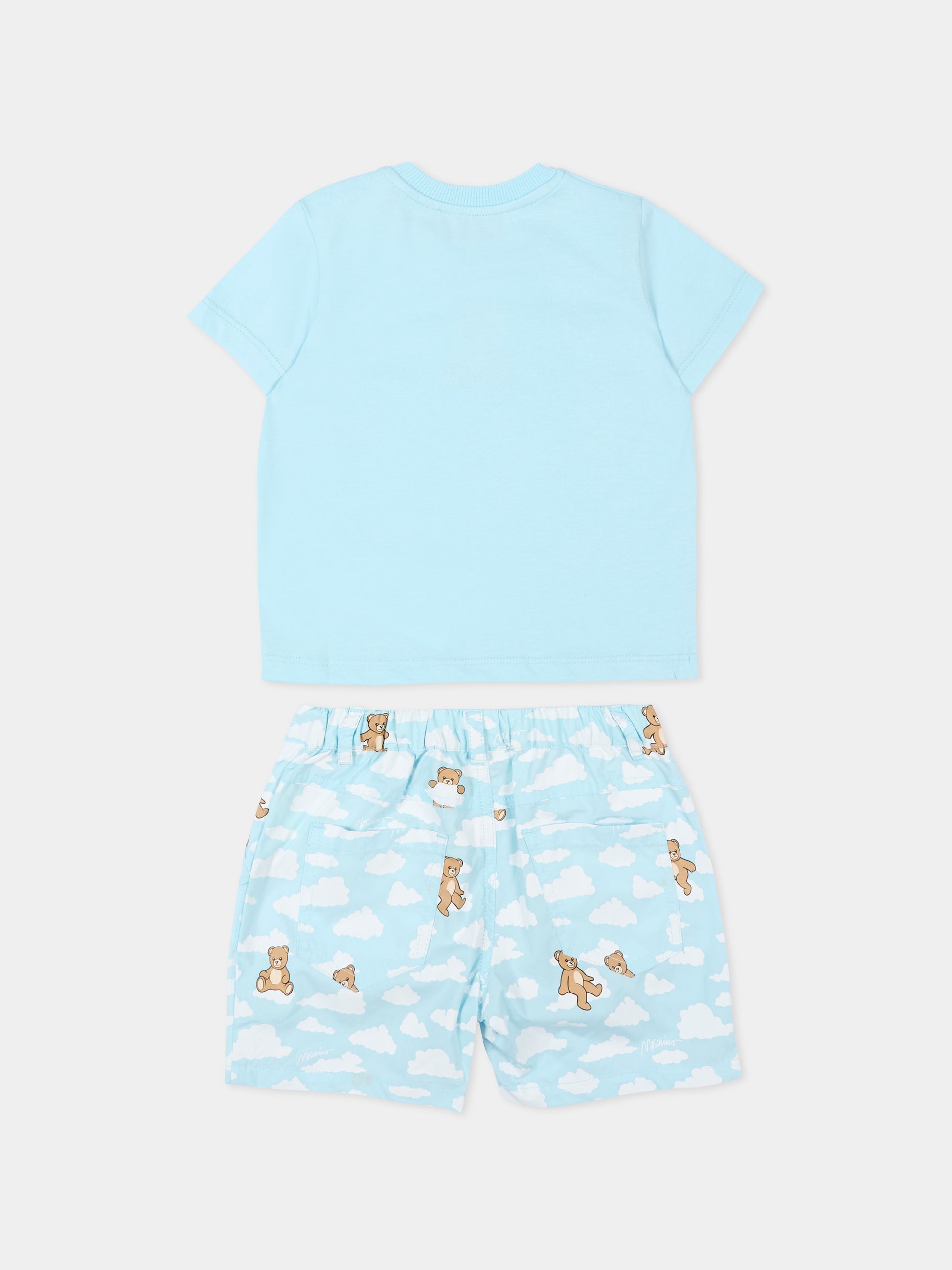 Completo sportivo celeste per neonato con Teddy Bear,Moschino Kids,MUG01Q LLB61 83679