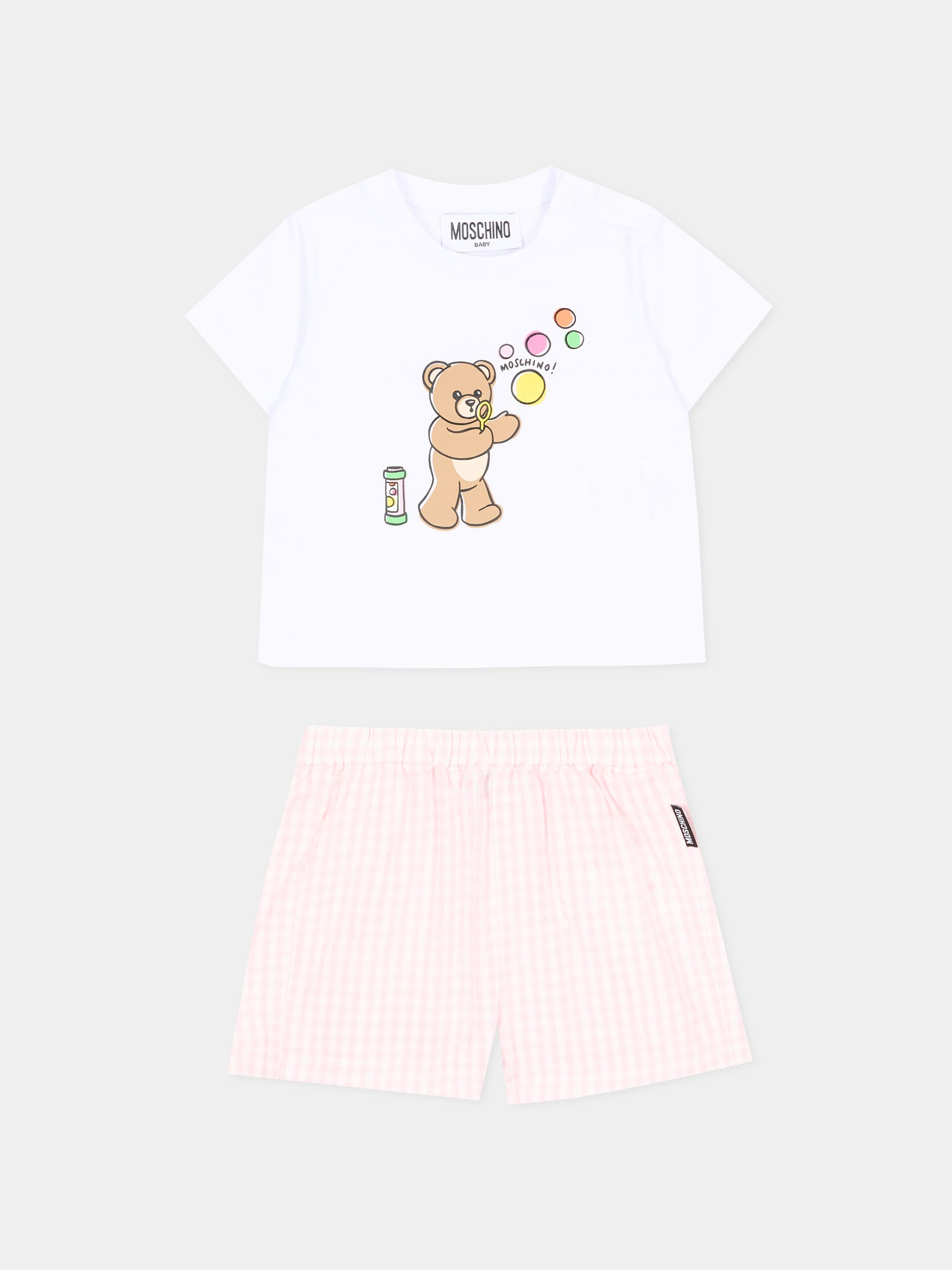 Completo sportivo rosa per neonata Teddy Bear,Moschino Kids,MUG01S LZE10 82543