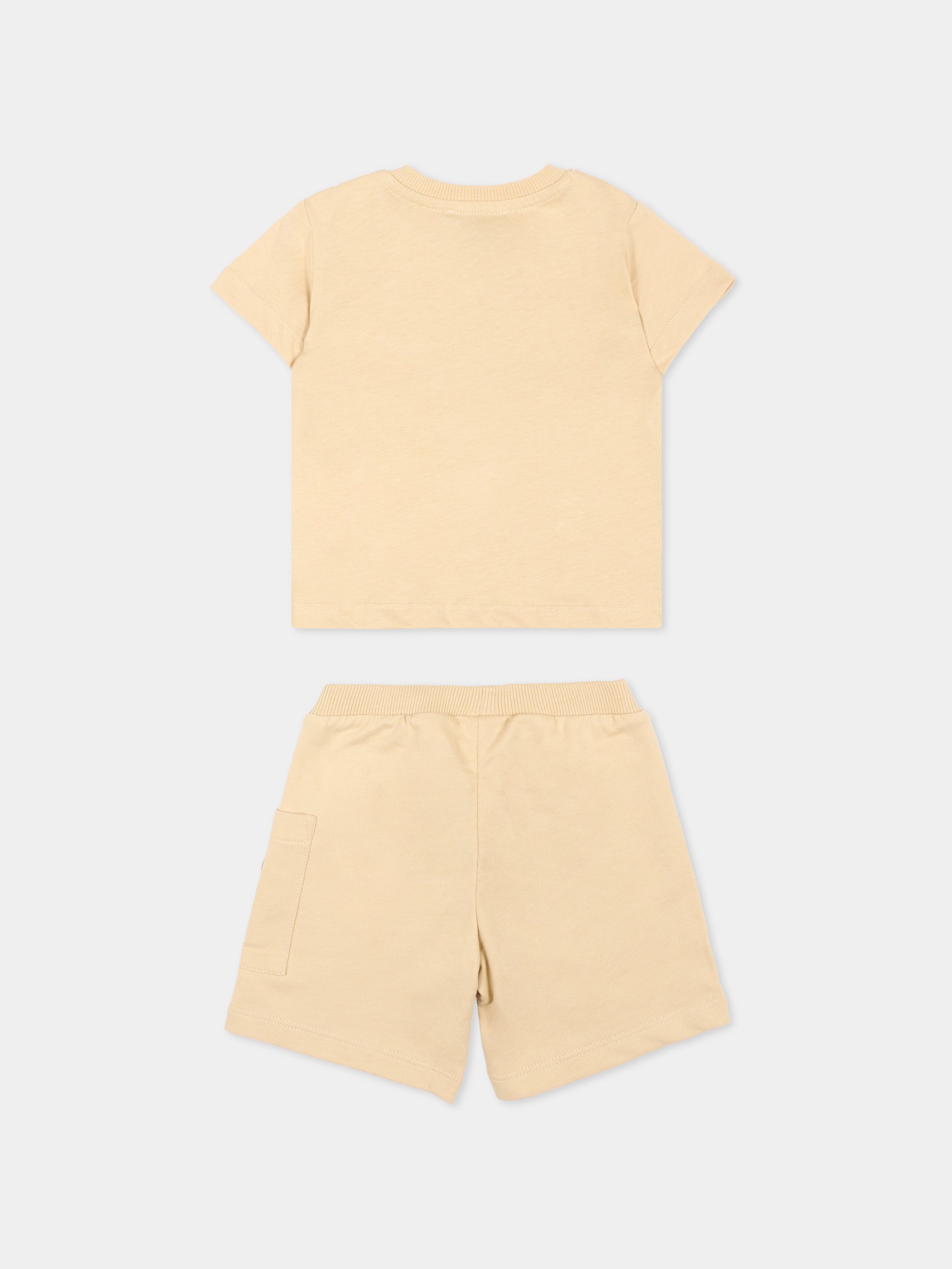 Completo sportivo beige per neonati logo,Moschino Kids,MUG01U LCA19 20829