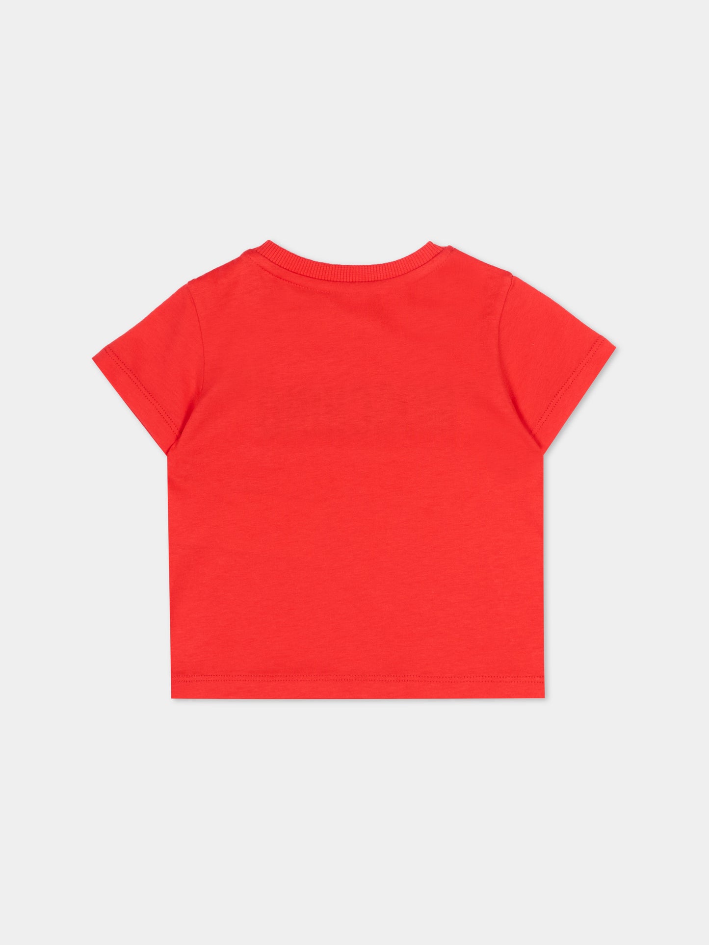 T-Shirt rossa per neonati con logo,Moschino Kids,MUM04U LAA02 50109