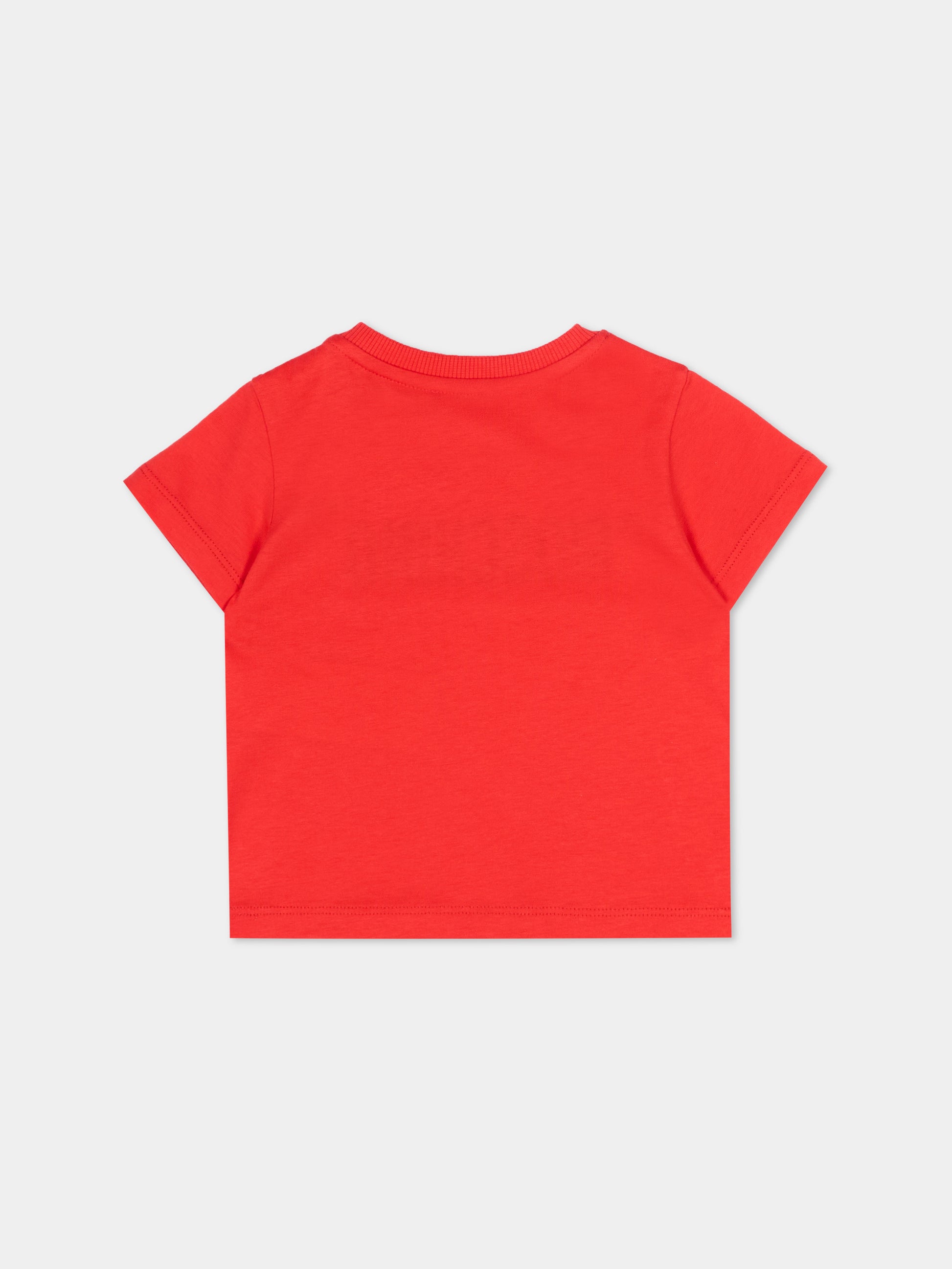 T-Shirt rossa per neonati con logo,Moschino Kids,MUM04U LAA02 50109