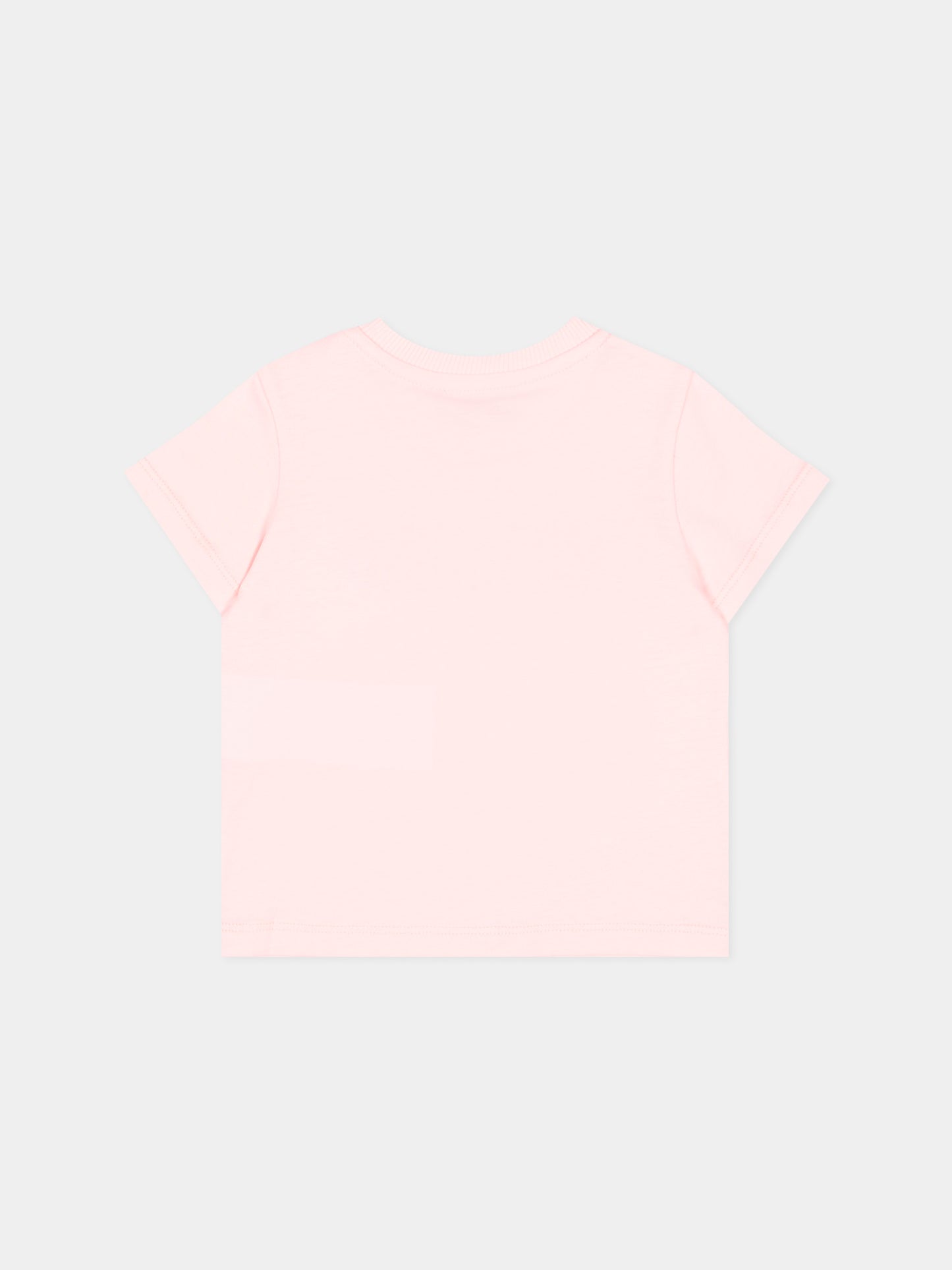 T-Shirt rosa per neonata con logo,Moschino Kids,MUM04U LAA02 50209