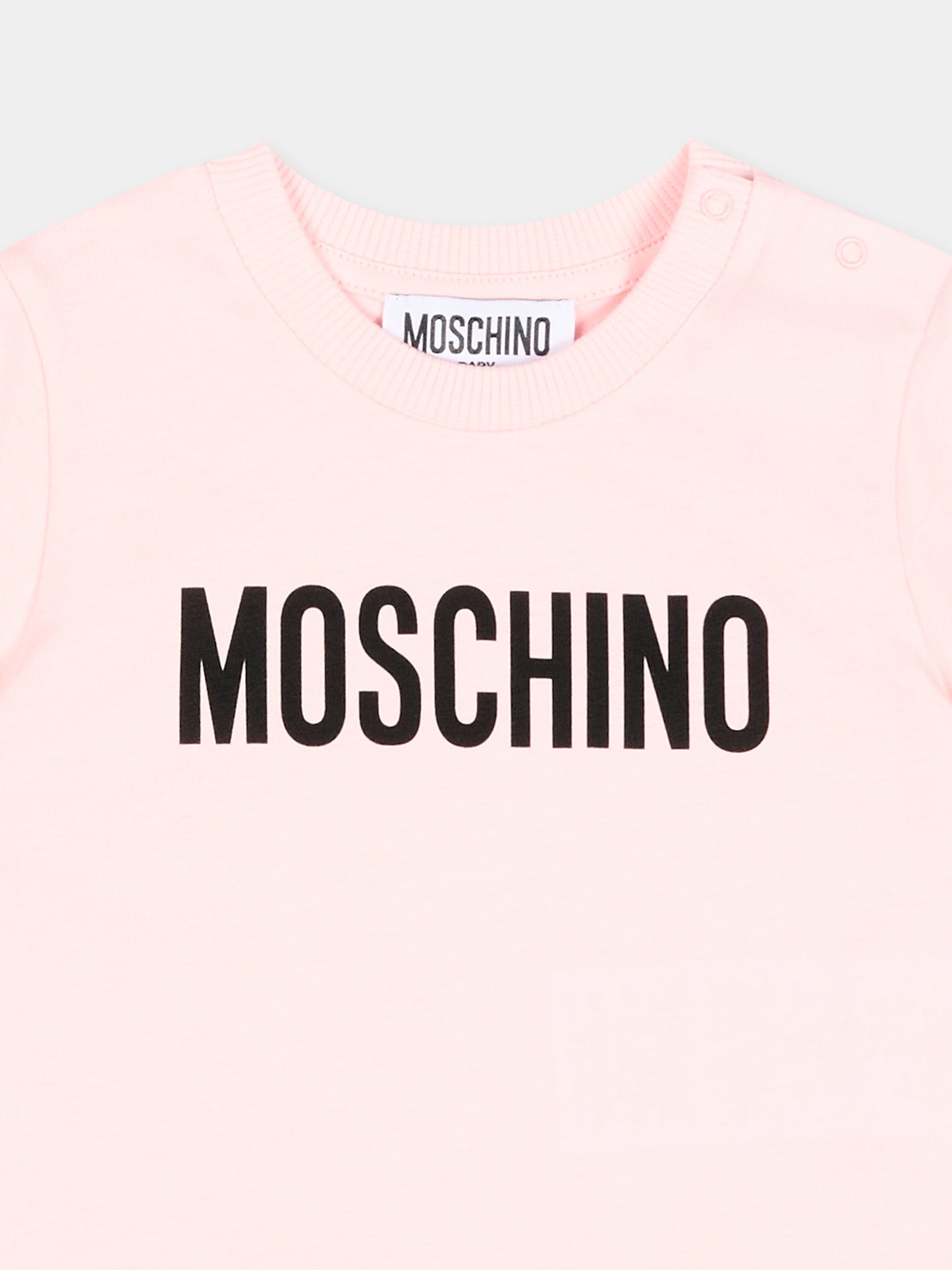 T-Shirt rosa per neonata con logo,Moschino Kids,MUM04U LAA02 50209